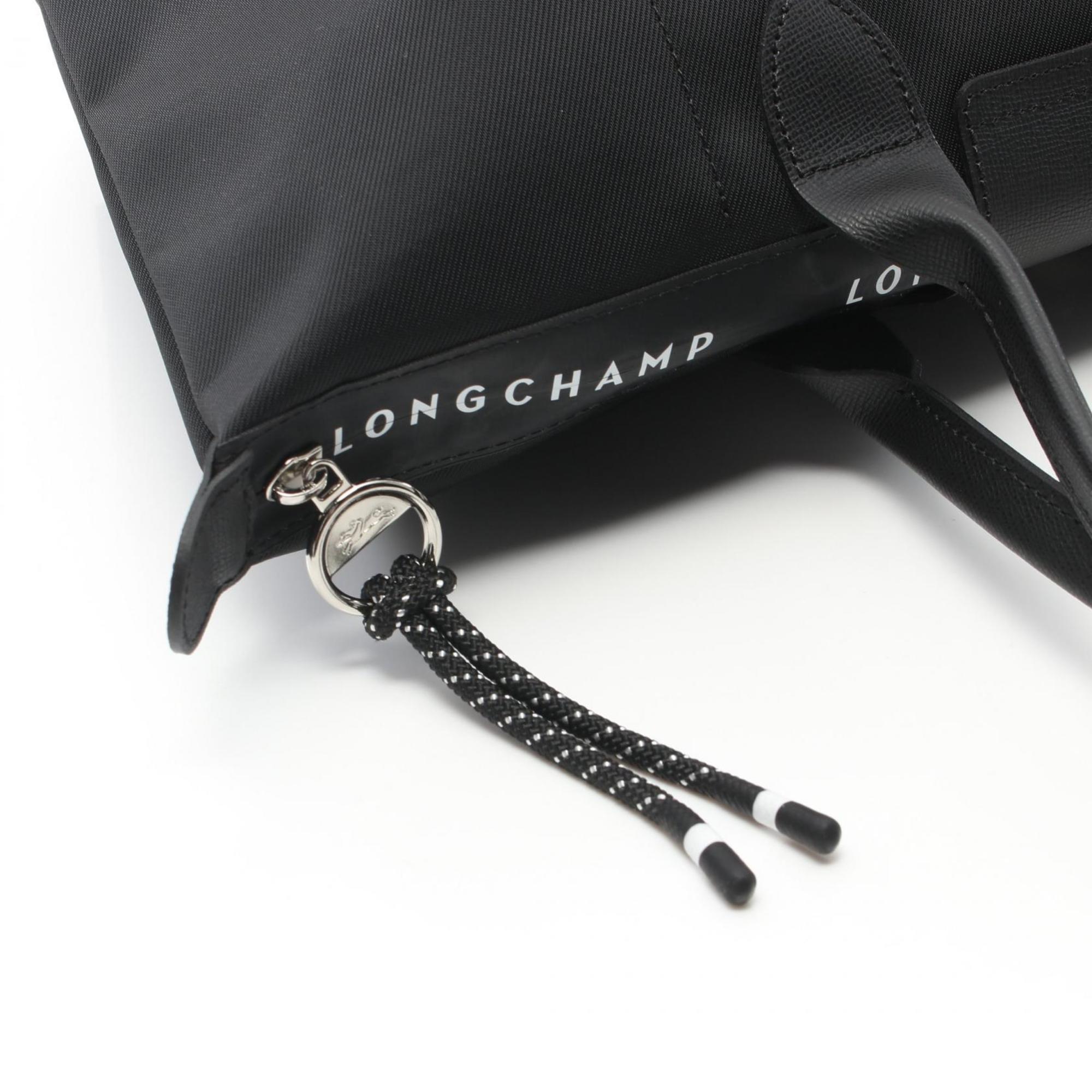 Longchamp Black Nylon Leather Tote Bag (Pre-Owned)