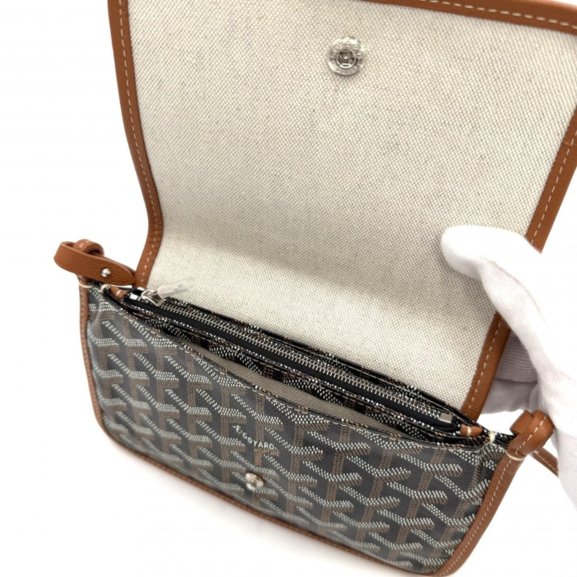 Goyard Black Brown Coated Canvas Leather Shoulder Bag (Pre-Owned)