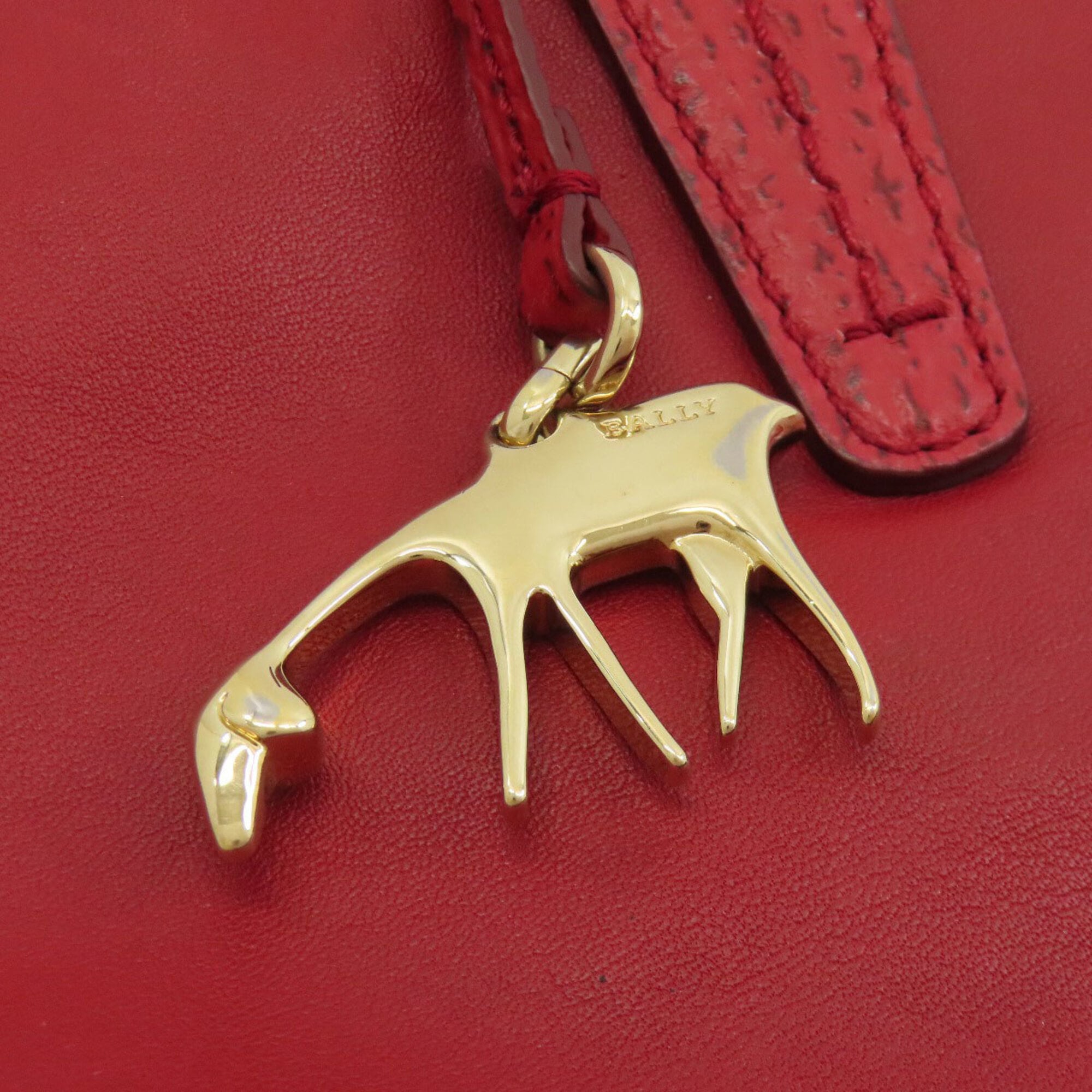 Bally Red Color Leather Tote Bag (Pre-Owned)