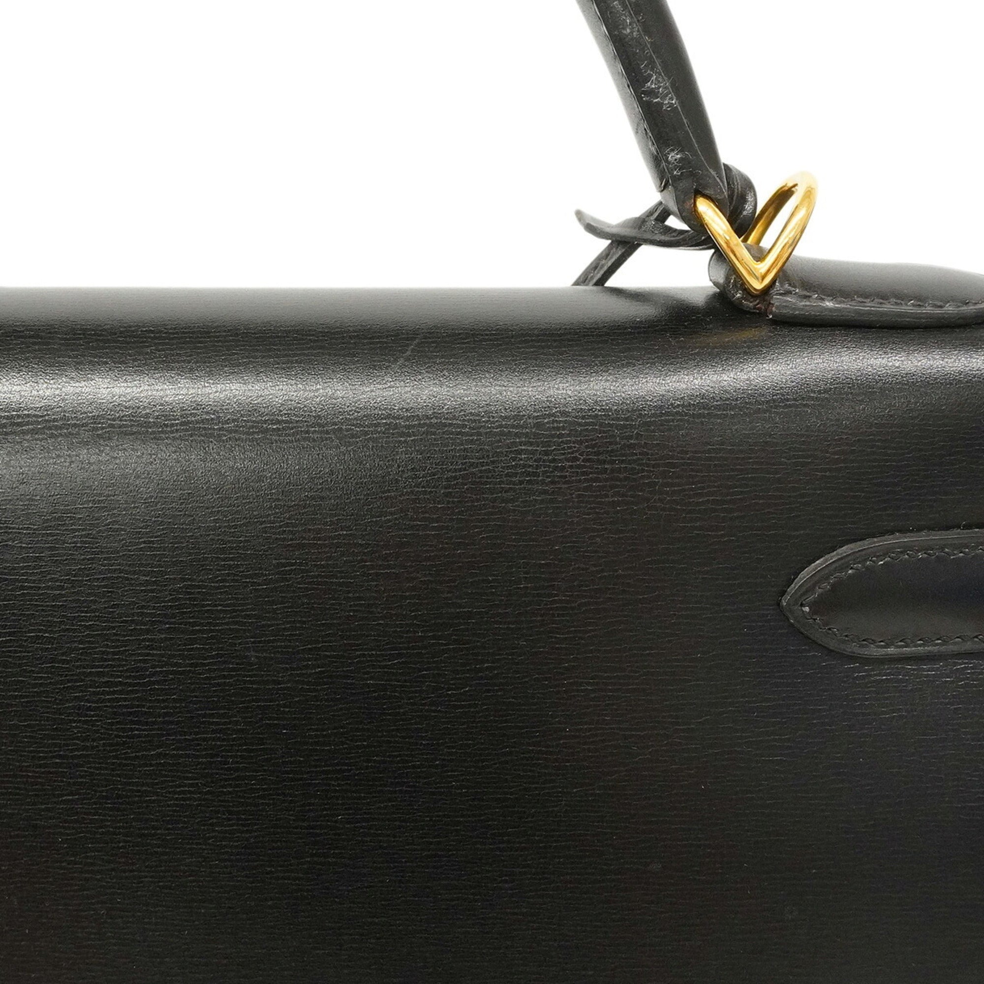 Hermes Black Box Calf Leather Handbag (Pre-Owned)