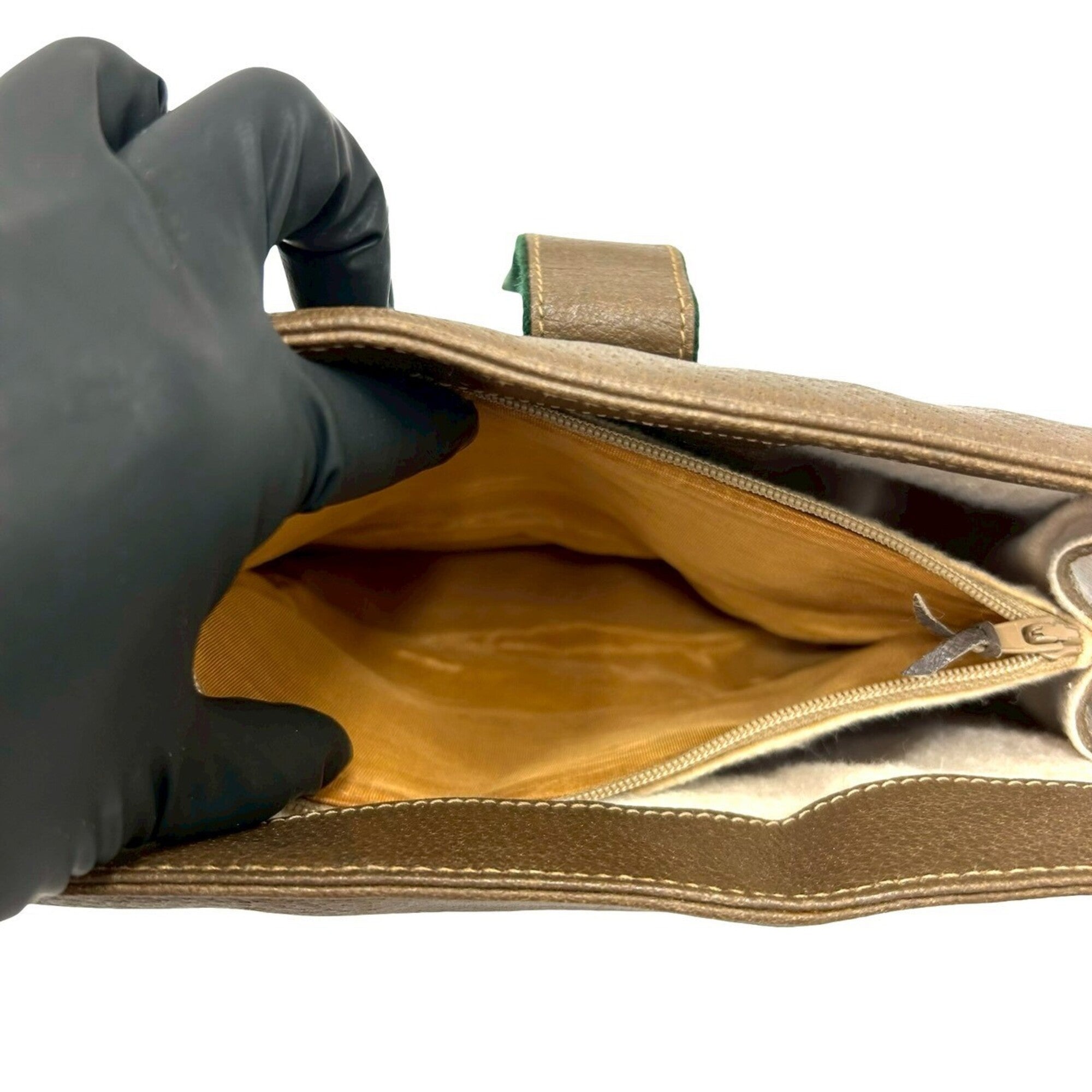 Gucci Brown Green Red Color Leather Pvc Shoulder Bag (Pre-Owned)