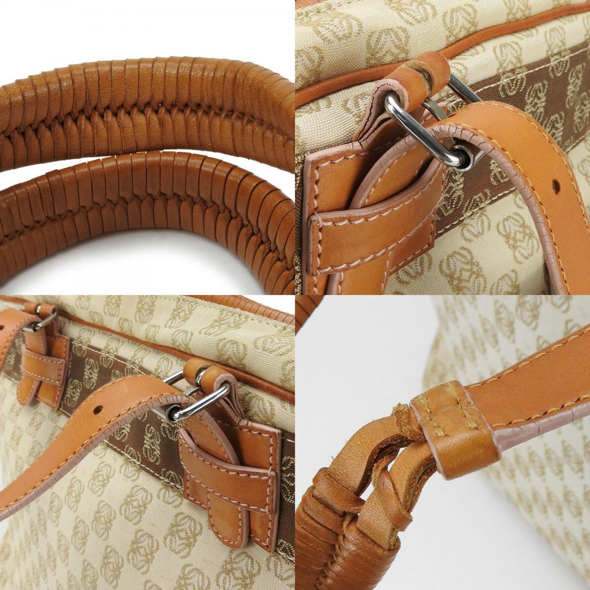 Loewe Beige Brown Canvas Leather Tote Bag (Pre-Owned)