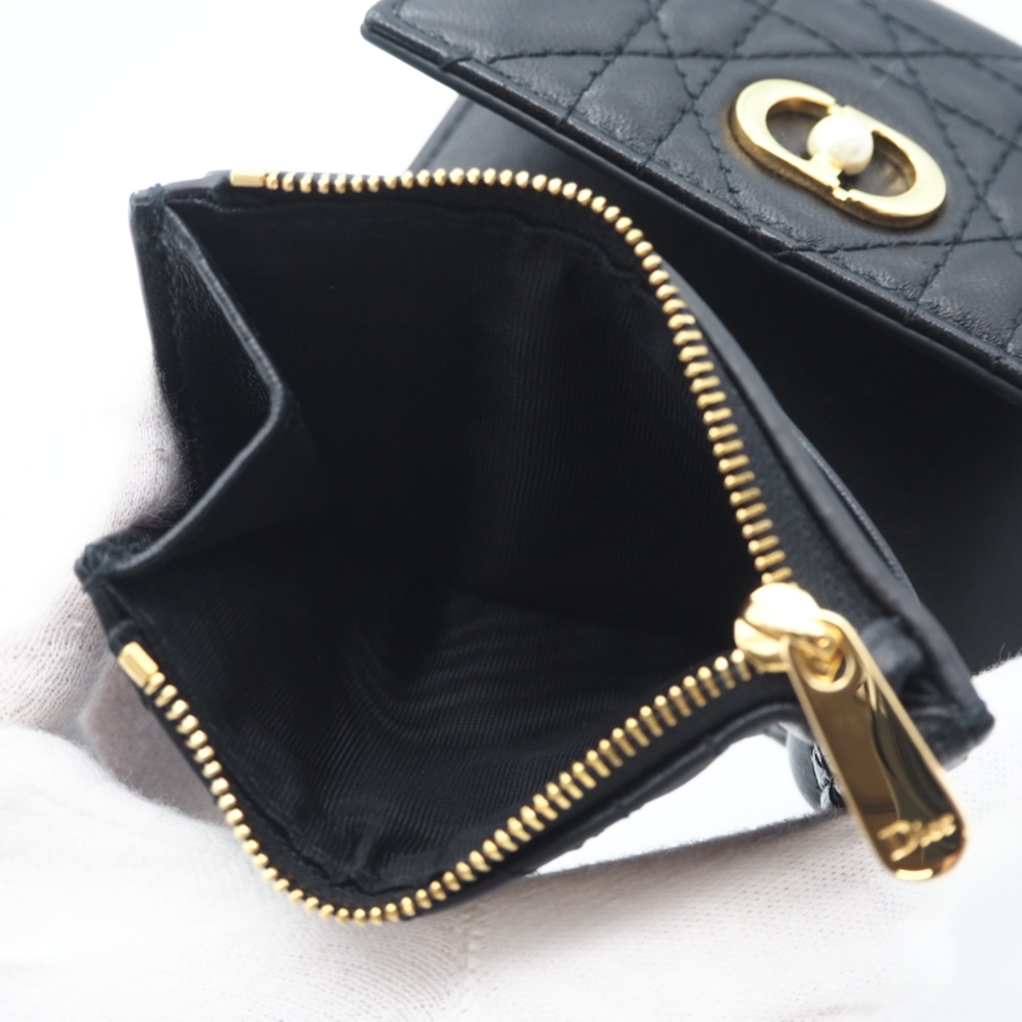 Christian Dior Black Leather Wallet (Tri-Fold) (Pre-Owned)