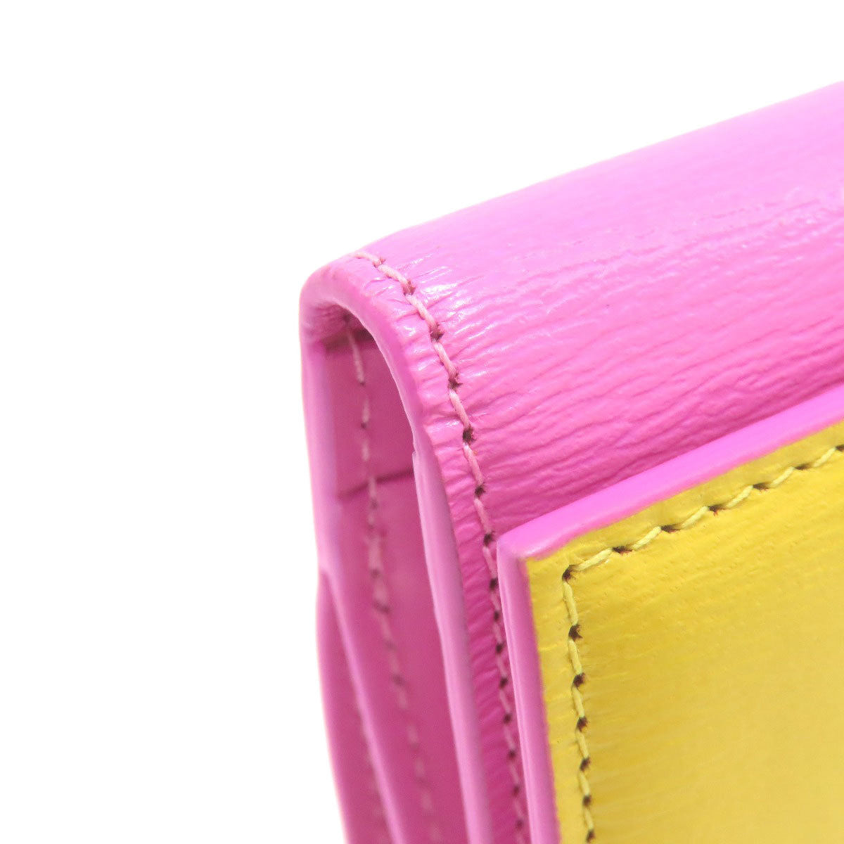 Bvlgari Pink Yellow Leather Wallet (Bi-Fold) (Pre-Owned)
