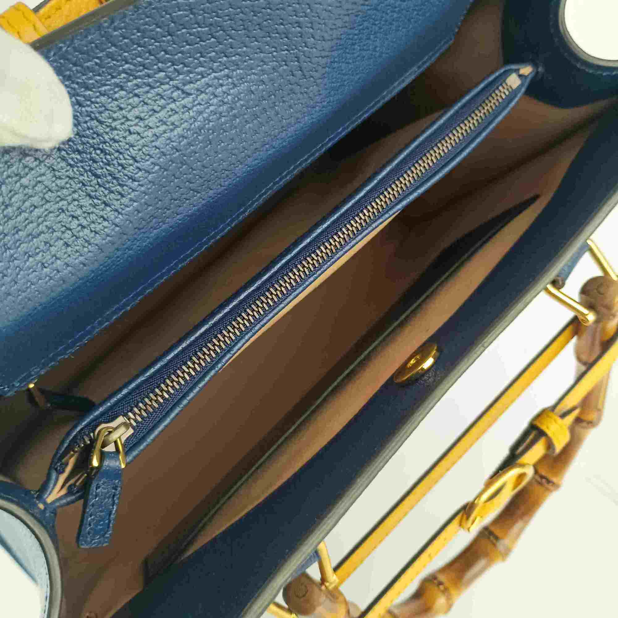 Gucci Royal Blue Leather Handbag Shoulder Bag Tote Bag (Pre-Owned)