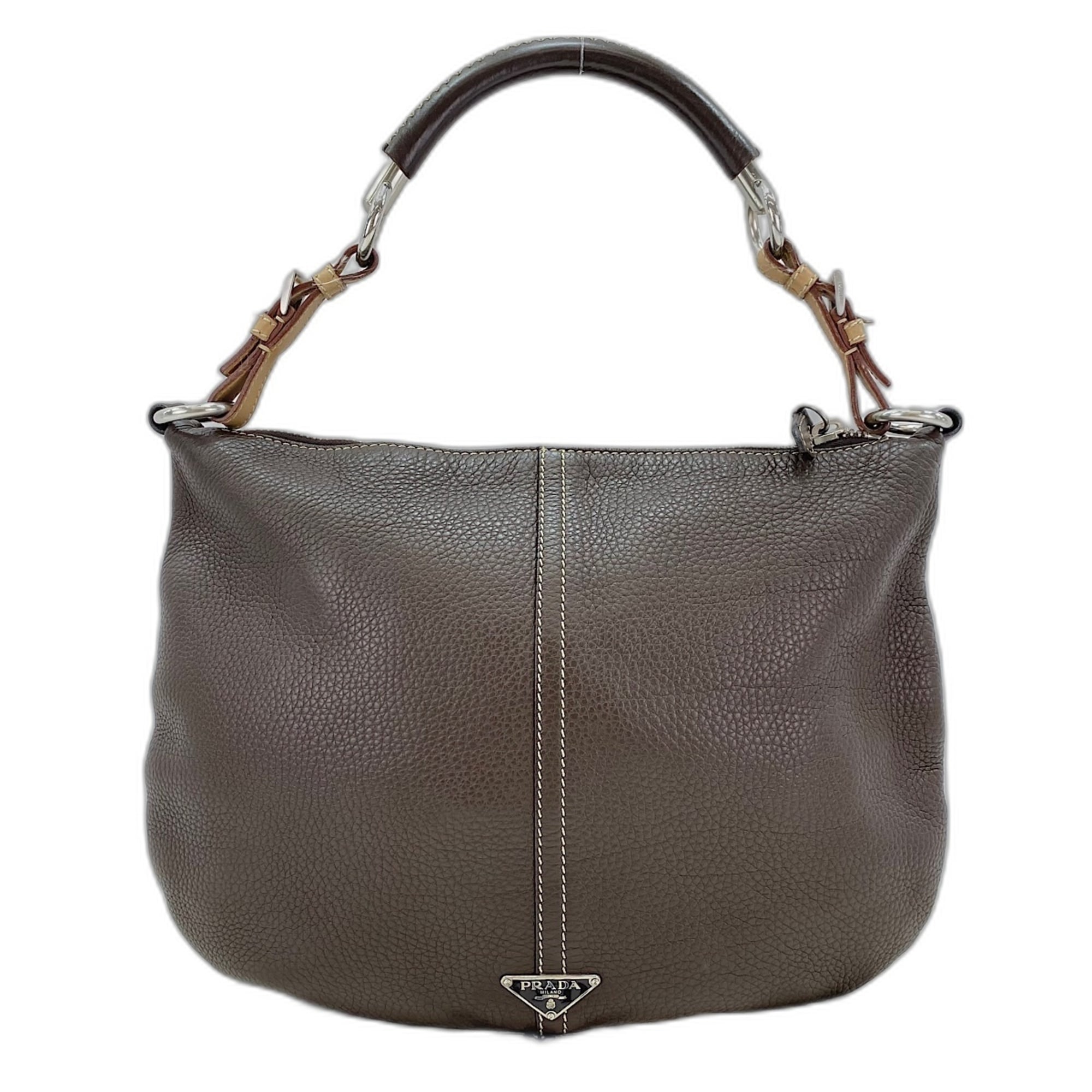 Prada Brown Leather Shoulder Bag (Pre-Owned)