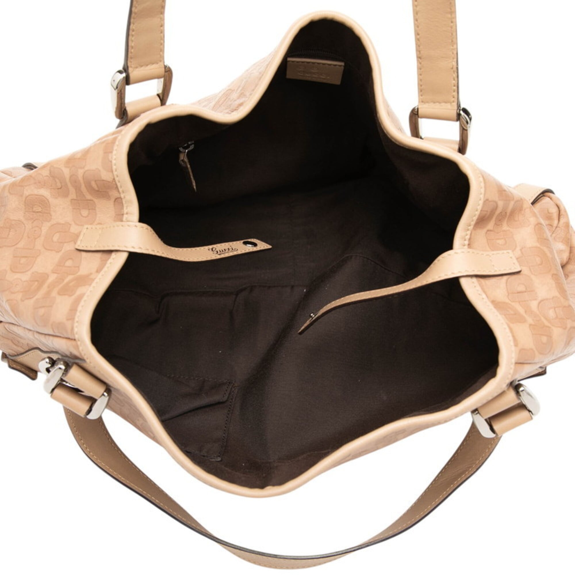 Gucci Horsebit Beige Leather Handbag Tote Bag (Pre-Owned)