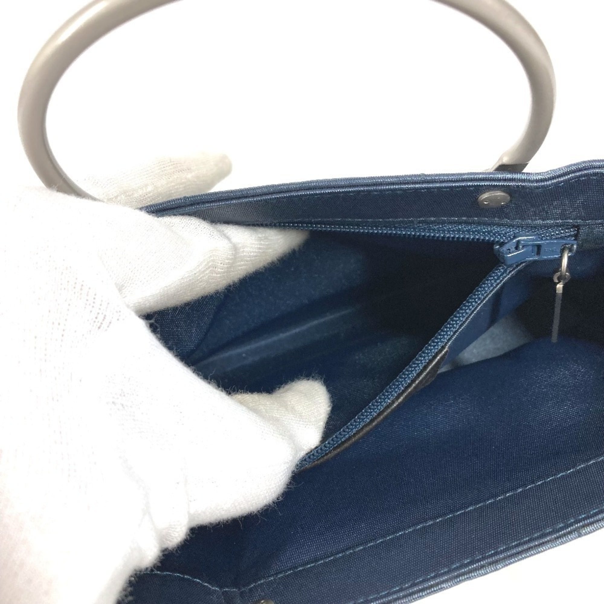 Chanel Blue Nylon Canvas Handbag Tote Bag (Pre-Owned)