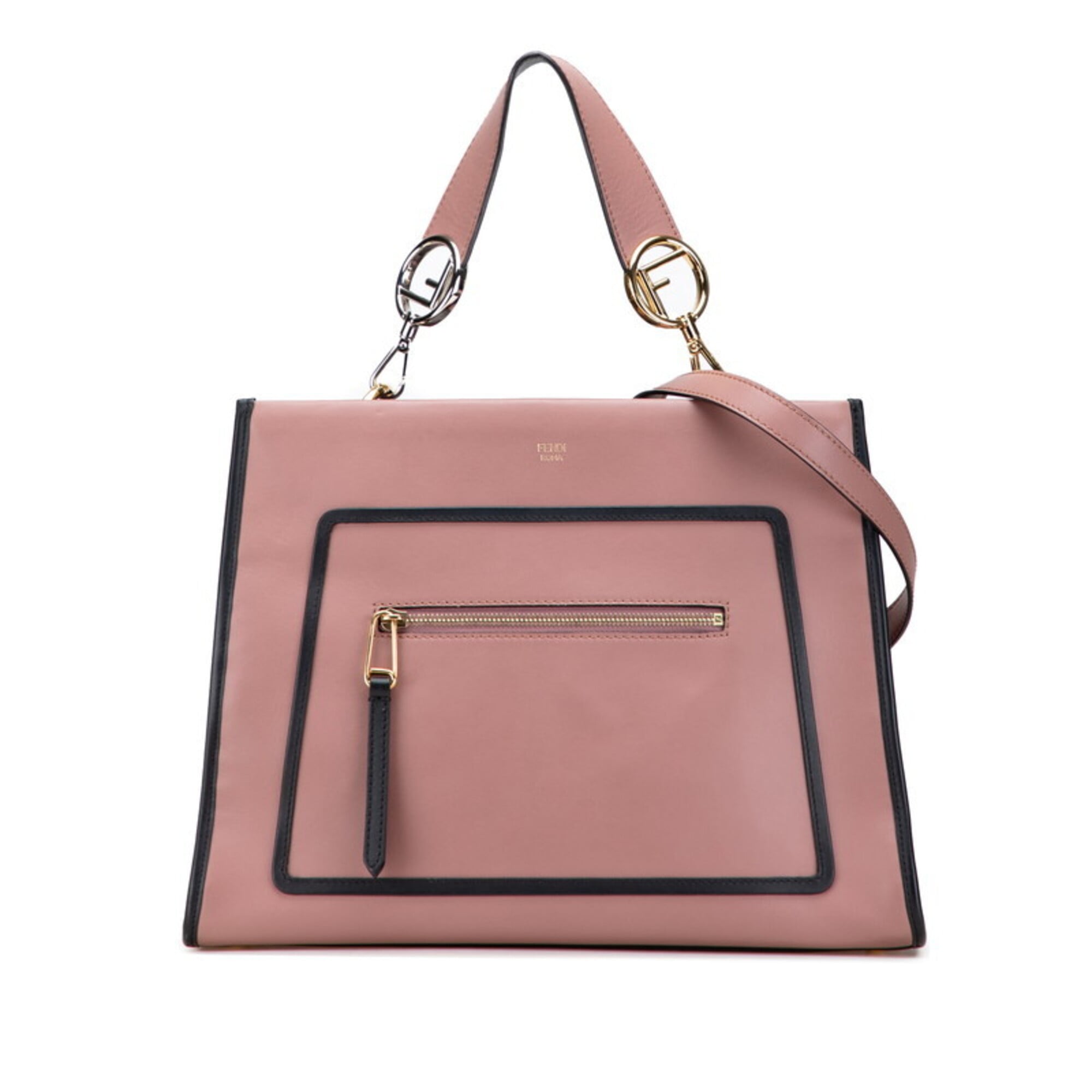 Fendi Black Dusty Pink Leather Handbag Shoulder Bag (Pre-Owned)