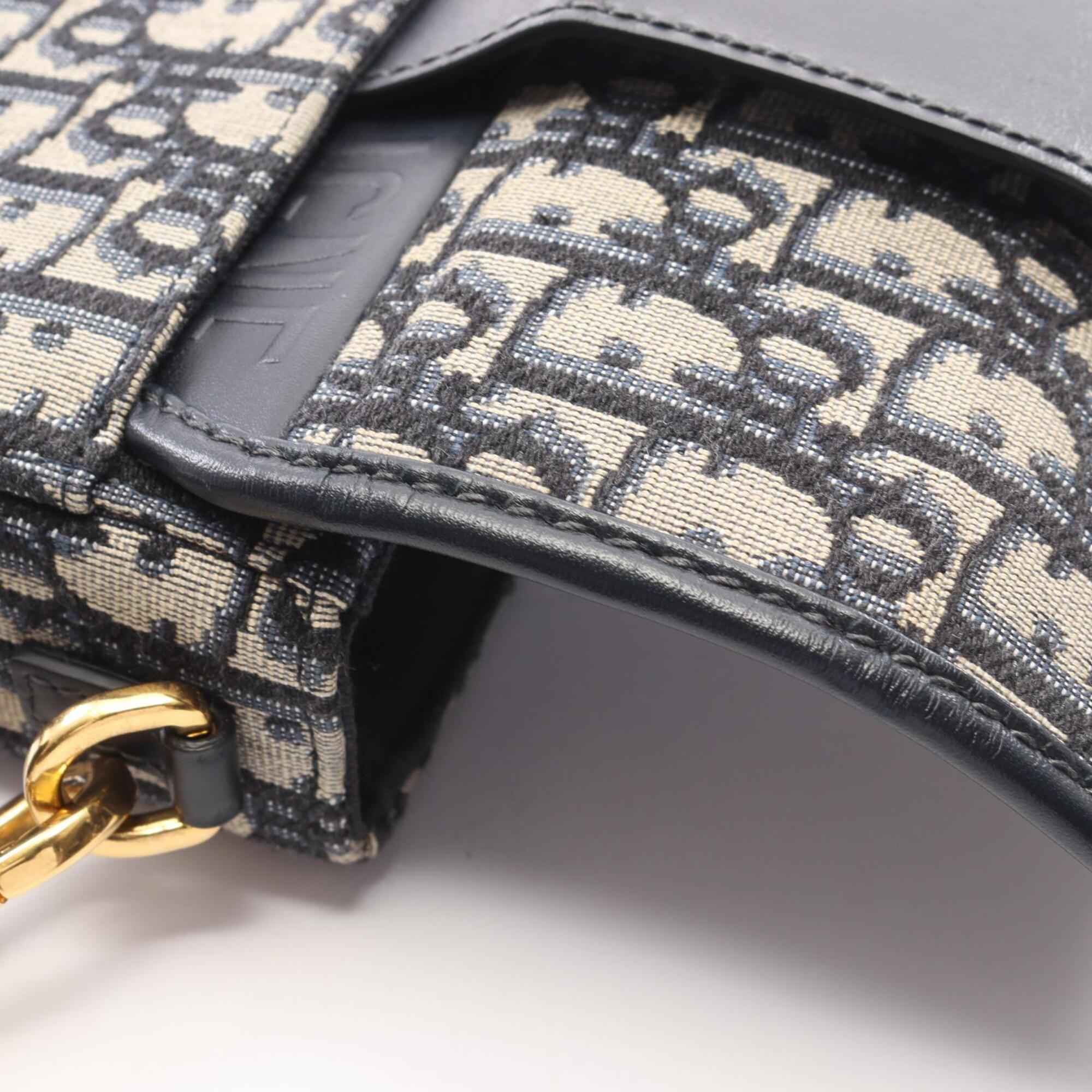 Christian Dior Navy Canvas Leather Handbag Shoulder Bag (Pre-Owned)