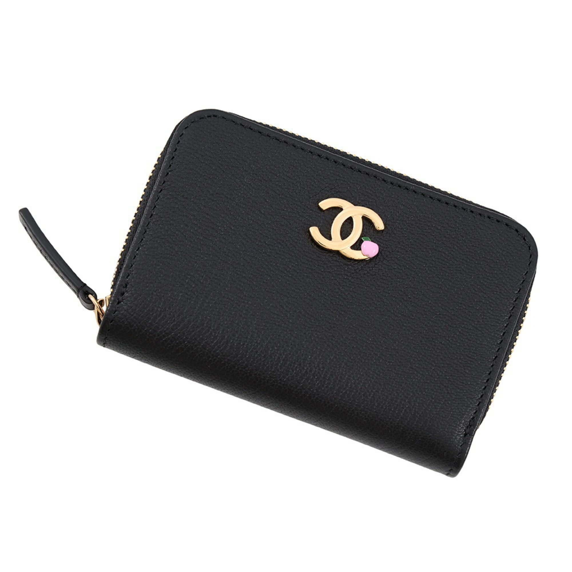 Chanel Black Leather Coin Purse/Coin Case (Pre-Owned)