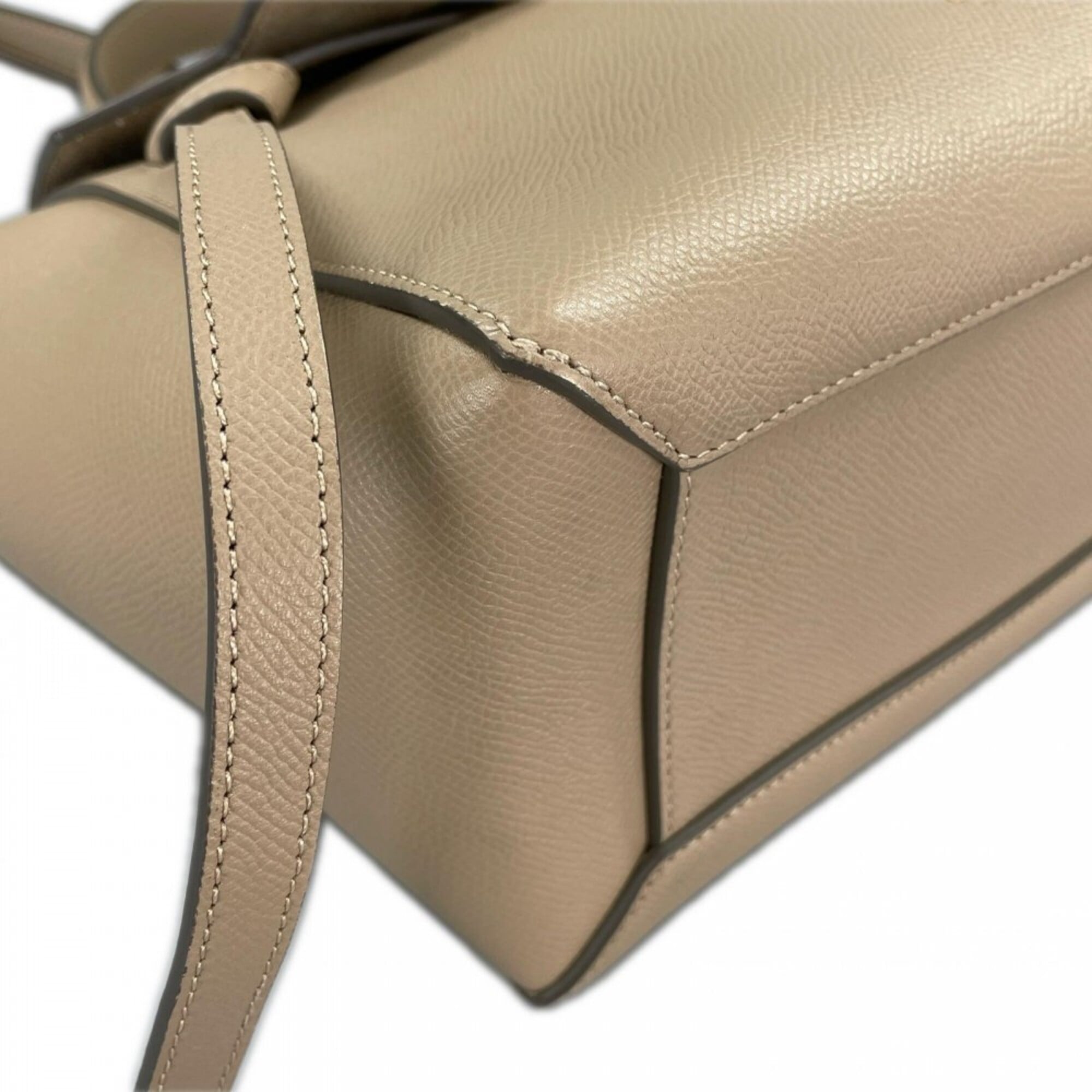 Celine Beige Beige Gold White Leather Handbag (Pre-Owned)