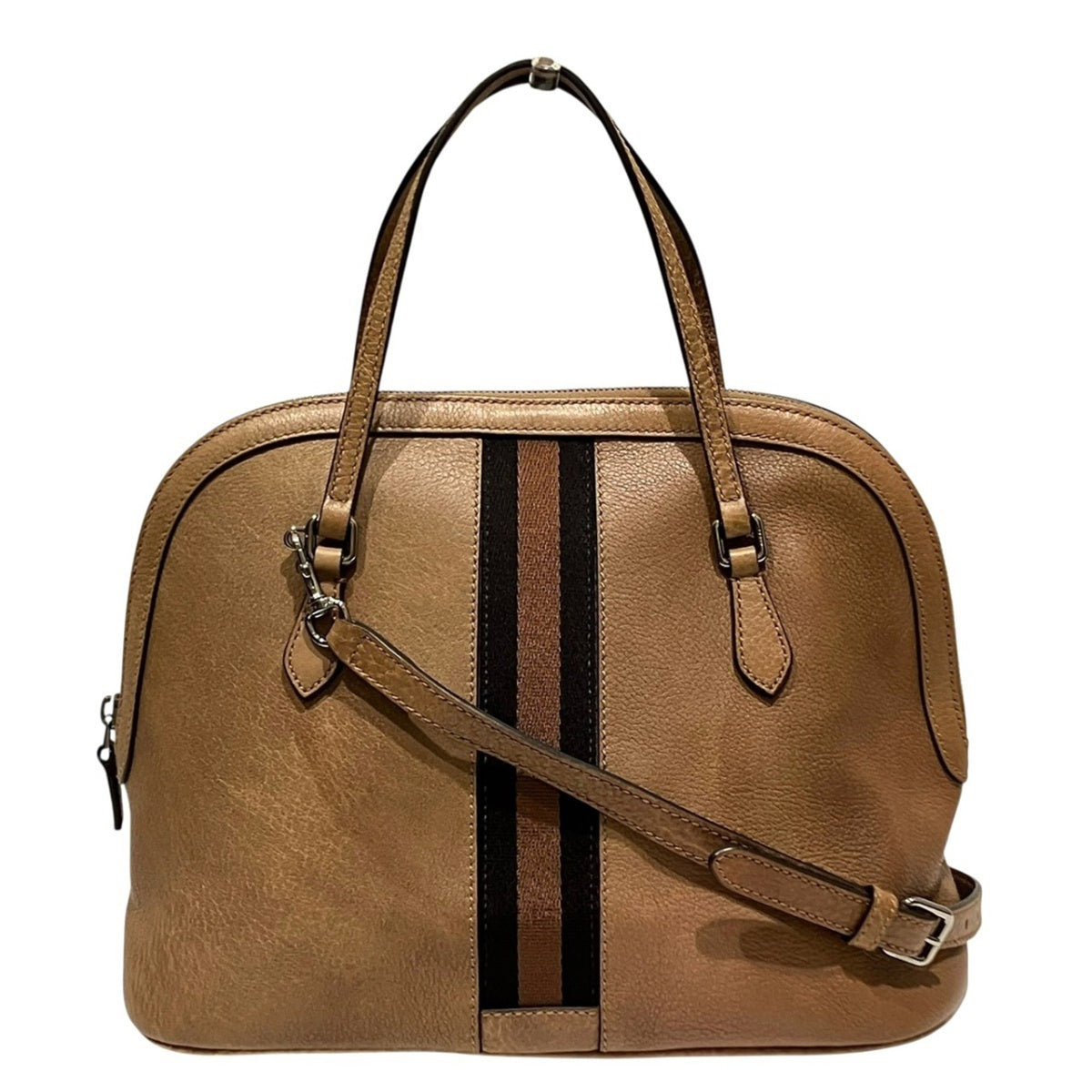 Gucci Sherry Line Brown Leather Handbag (Pre-Owned)