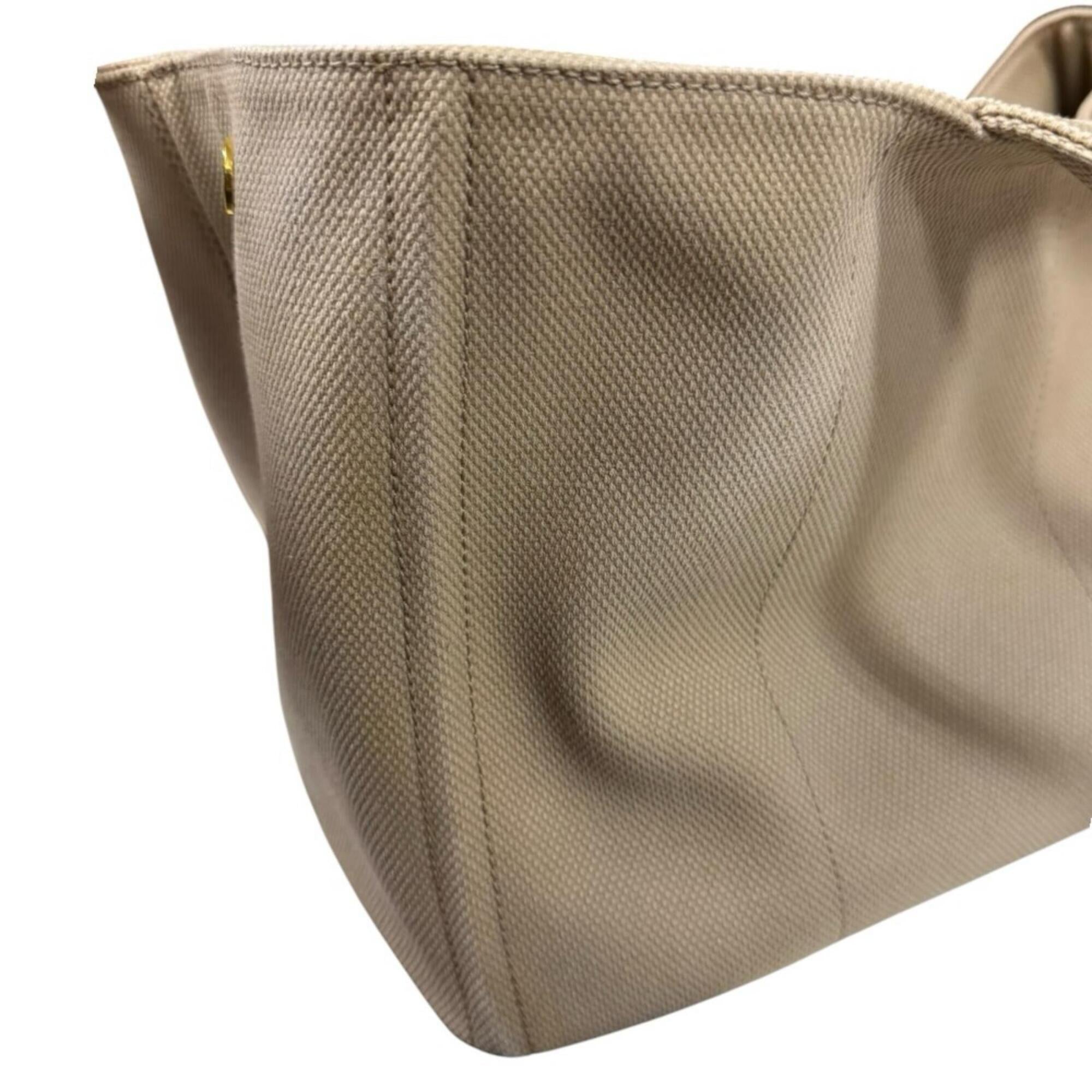 Prada Canapa Beige Canvas Handbag (Pre-Owned)