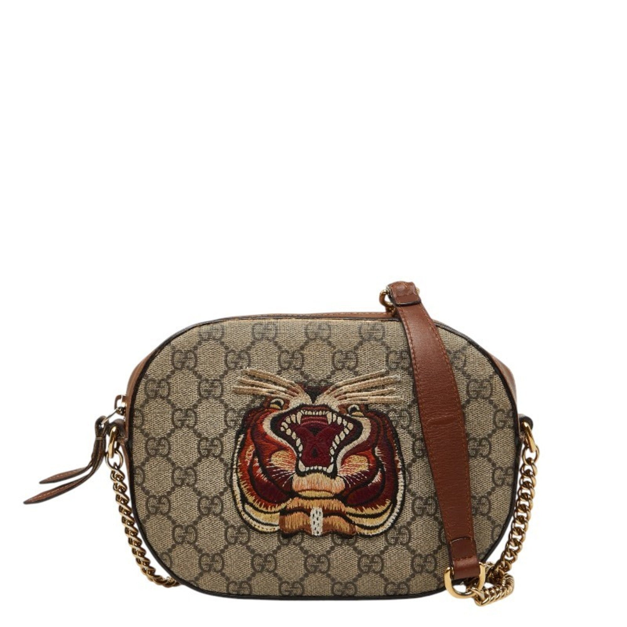 Gucci Beige Brown Pvc Leather Shoulder Bag (Pre-Owned)