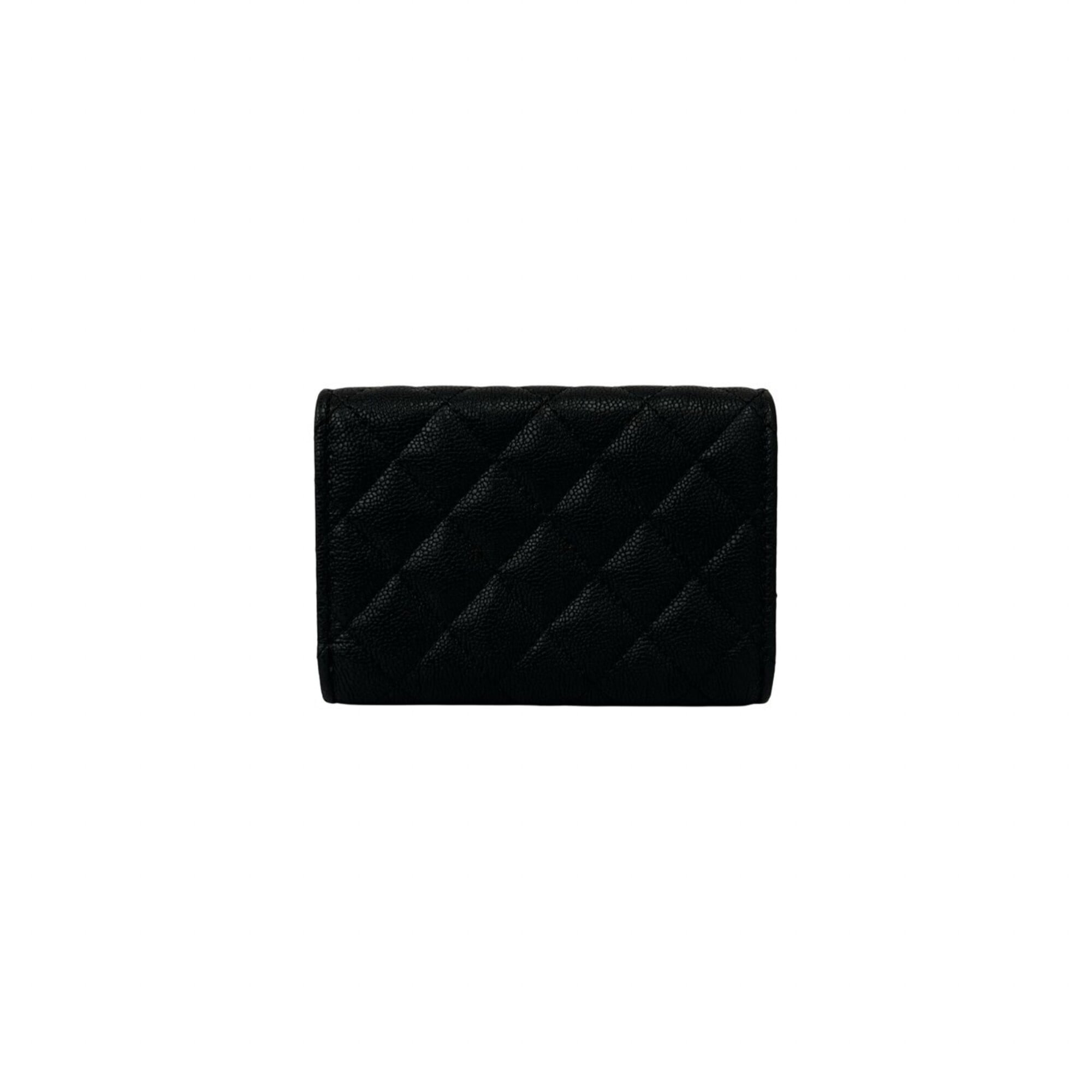 Chanel Black Grained Calfskin Wallet (Tri-Fold) (Pre-Owned)