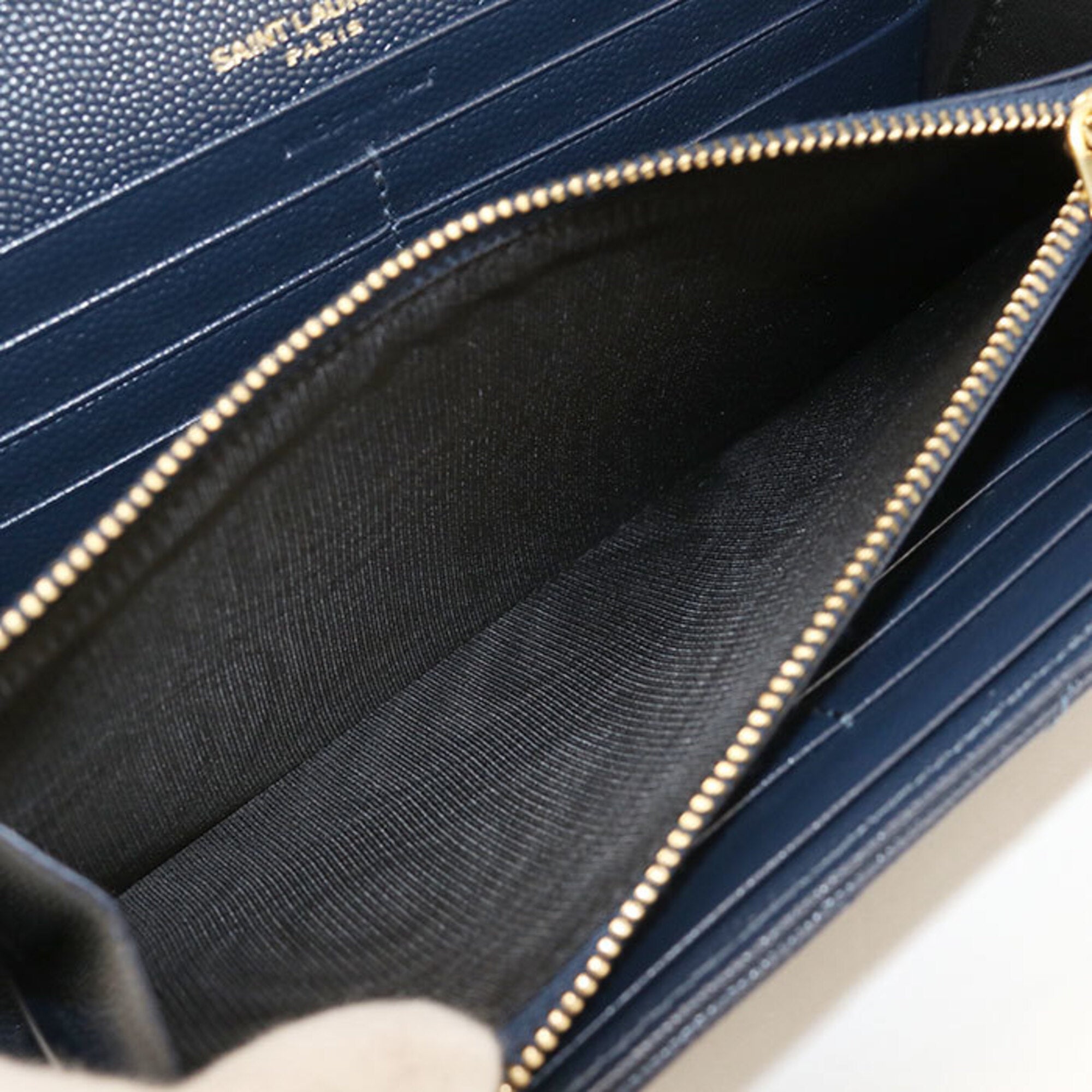 Saint Laurent Navy Leather Long Wallet (Bi-Fold) (Pre-Owned)
