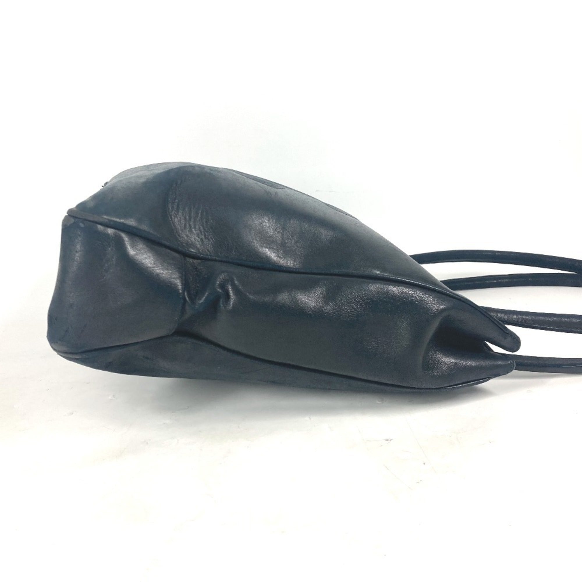 Chanel Dark Navy Leather Boston Bag Shoulder Bag Tote Bag (Pre-Owned)