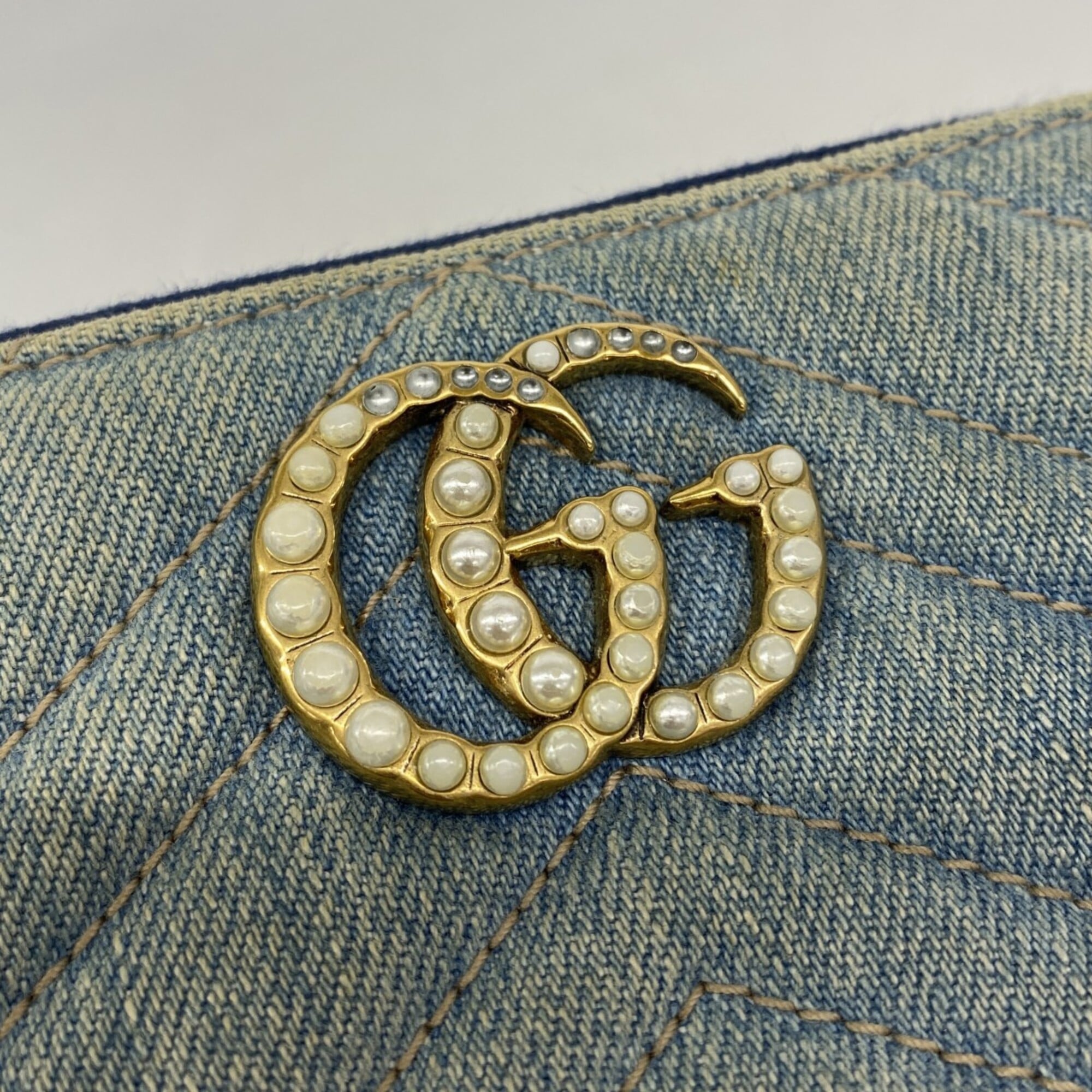 Gucci Blue Denim Long Wallet (Bi-Fold) (Pre-Owned)