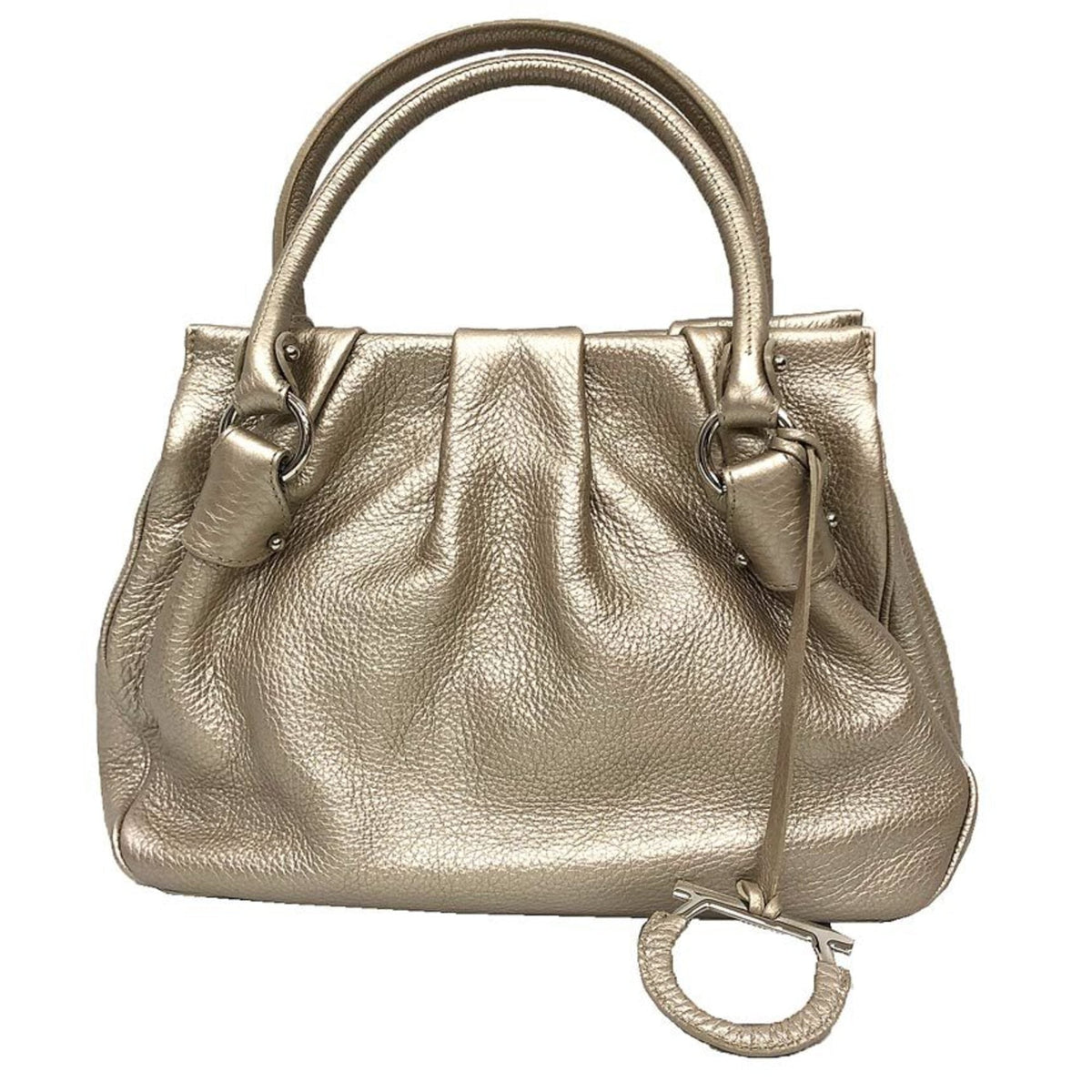 Salvatore Ferragamo Champagne Gold Leather Handbag (Pre-Owned)