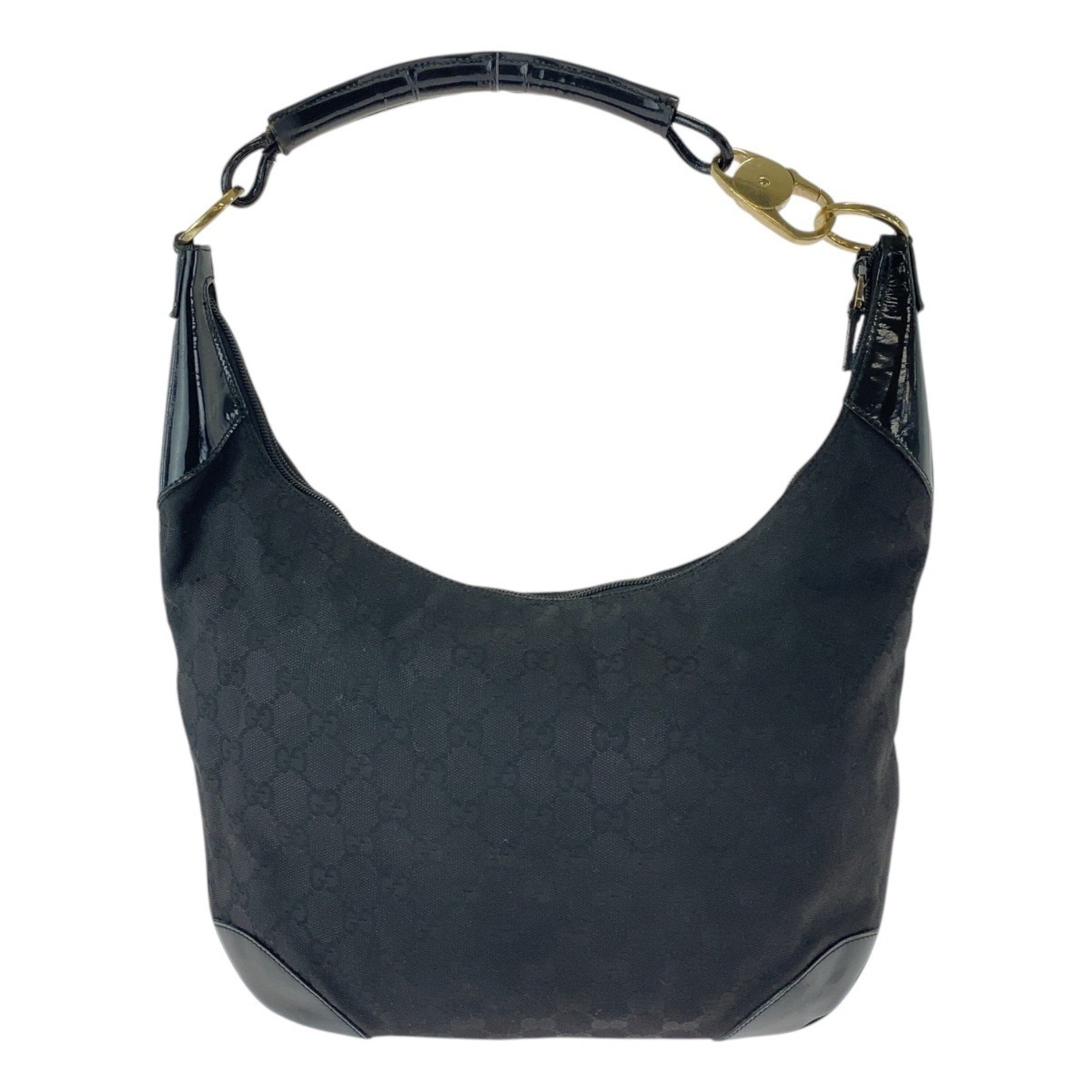 Gucci Black Gg Canvas Leather Shoulder Bag (Pre-Owned)