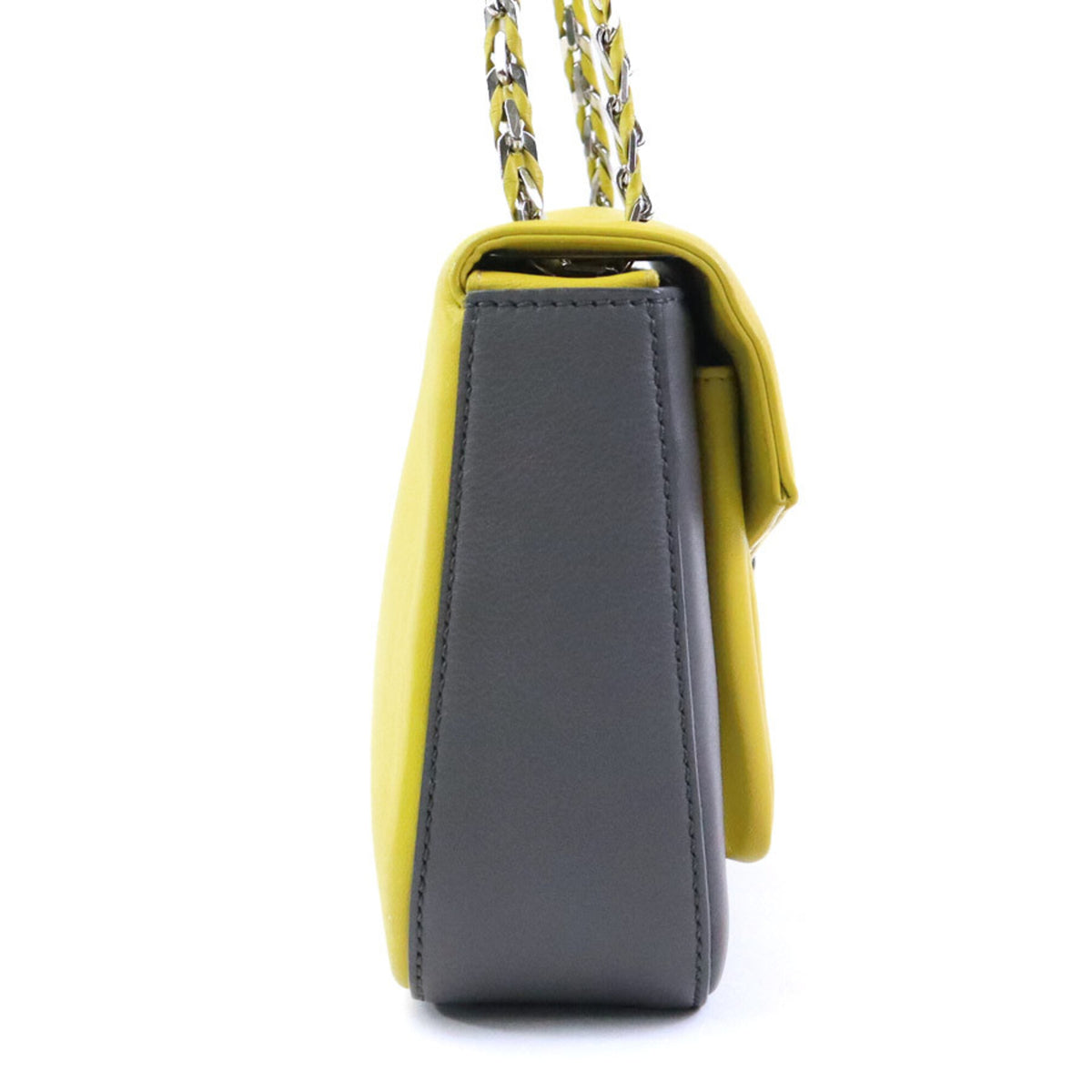 Fendi Gray Yellow Leather Shoulder Bag (Pre-Owned)