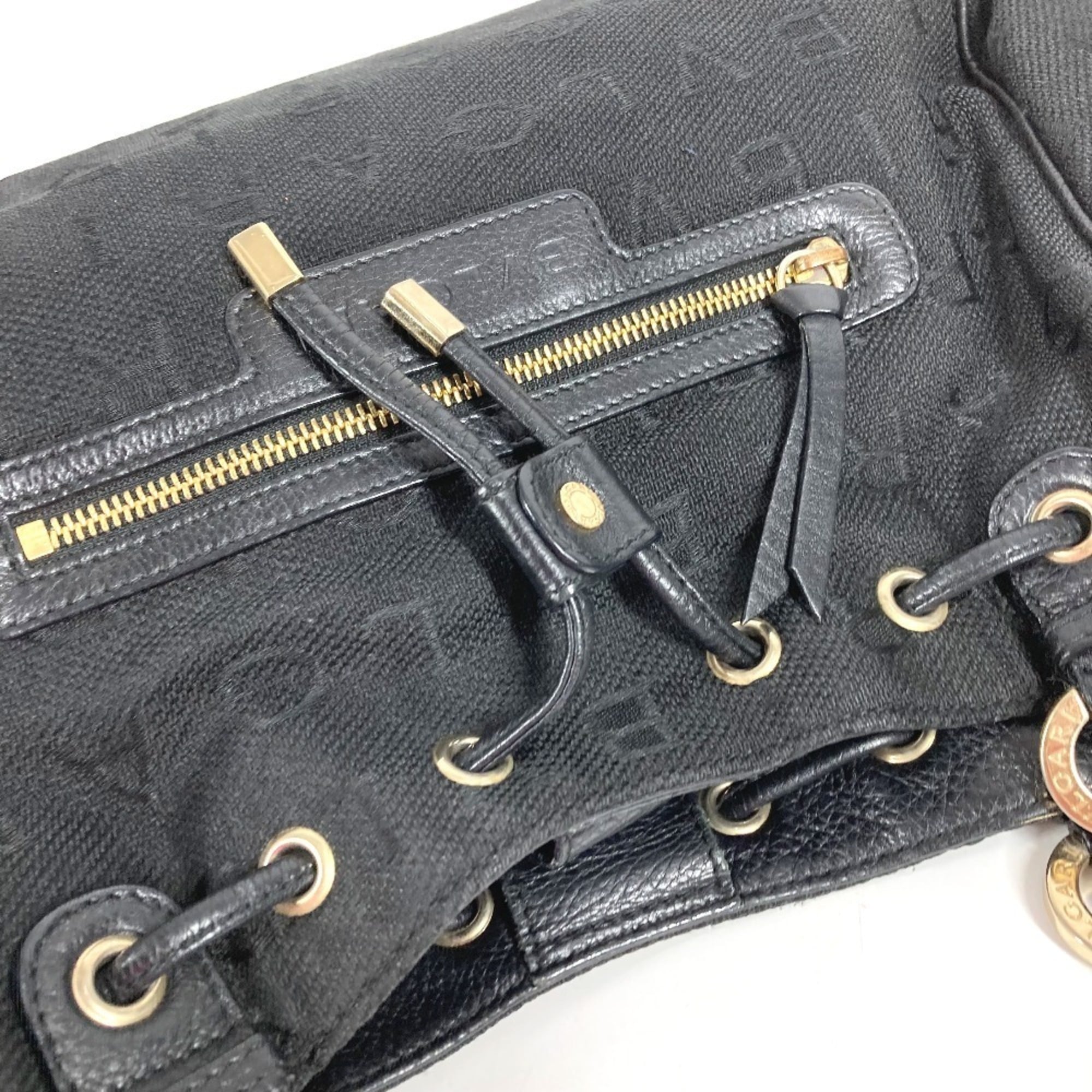 Bvlgari Black Canvas Leather Shoulder Bag Tote Bag (Pre-Owned)