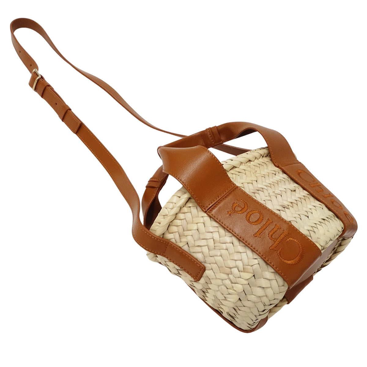 Chloé Brown Raffia Leather Basket Handbag Shoulder Bag (Pre-Owned)