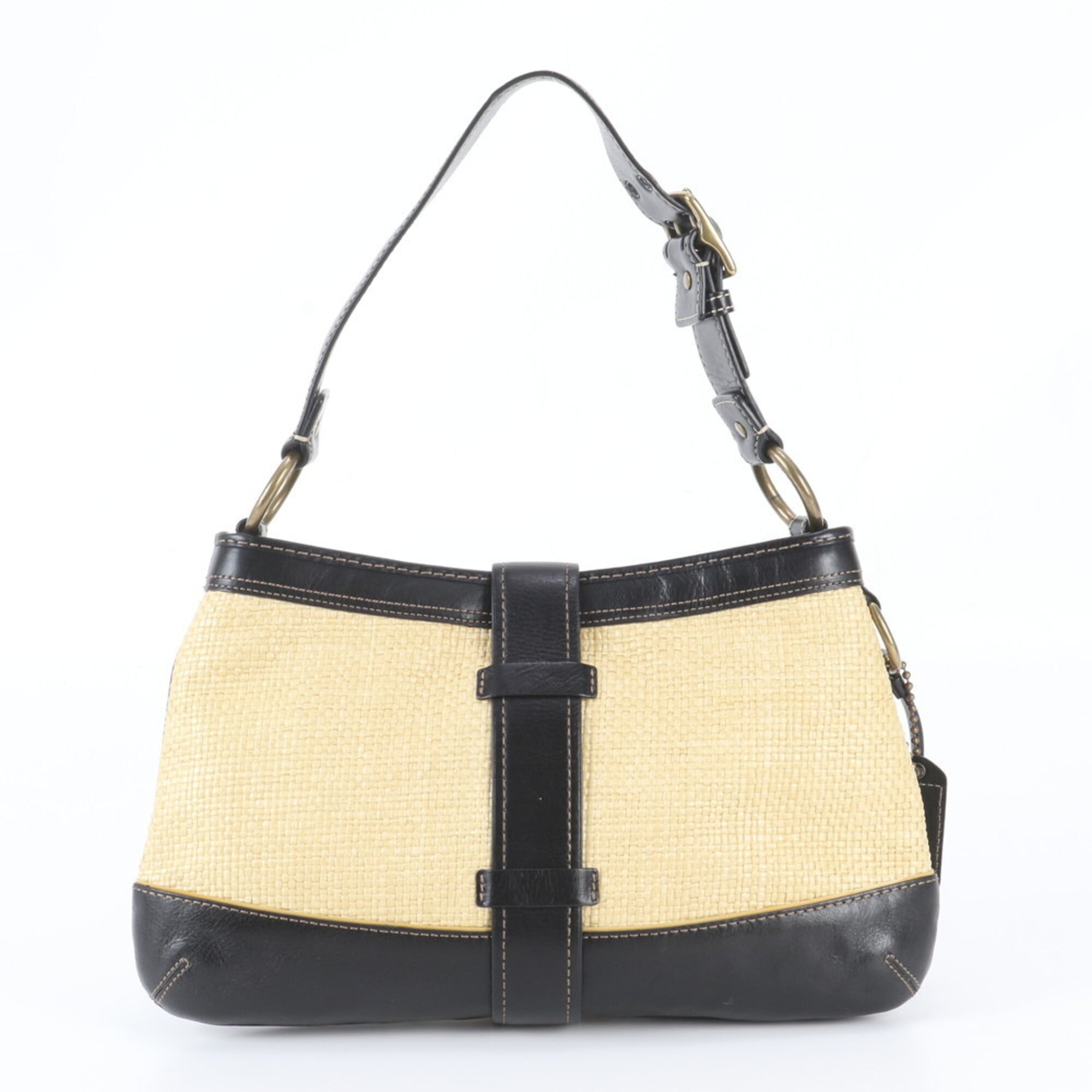 Coach Legacy Beige Black Leather Handbag Shoulder Bag Tote Bag (Pre-Owned)