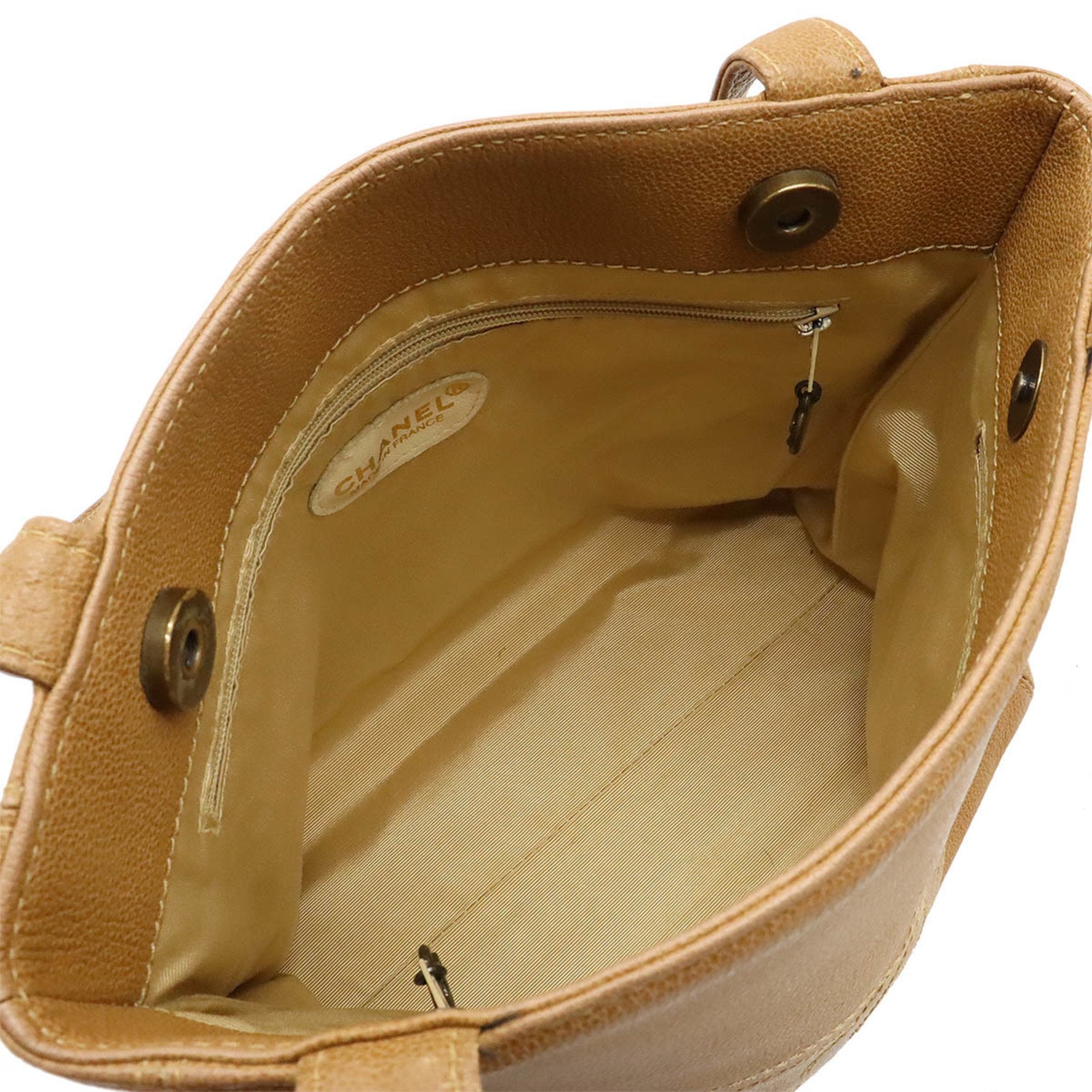 Chanel Camel Leather Shoulder Bag Tote Bag (Pre-Owned)