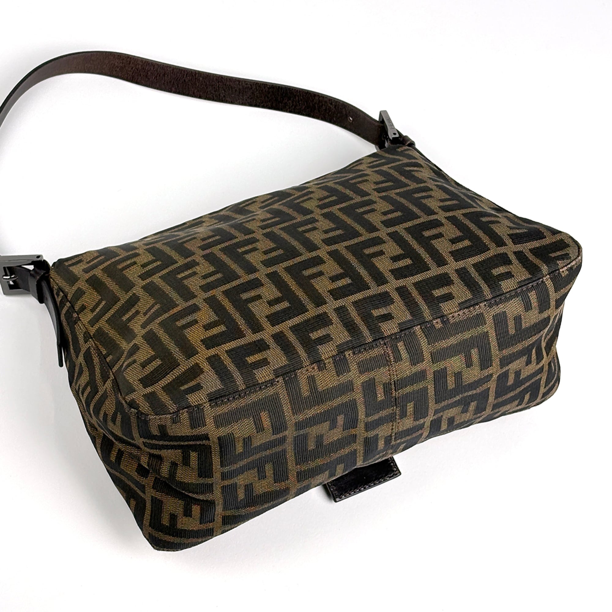 Fendi Zucca Brown Canvas Leather Shoulder Bag (Pre-Owned)