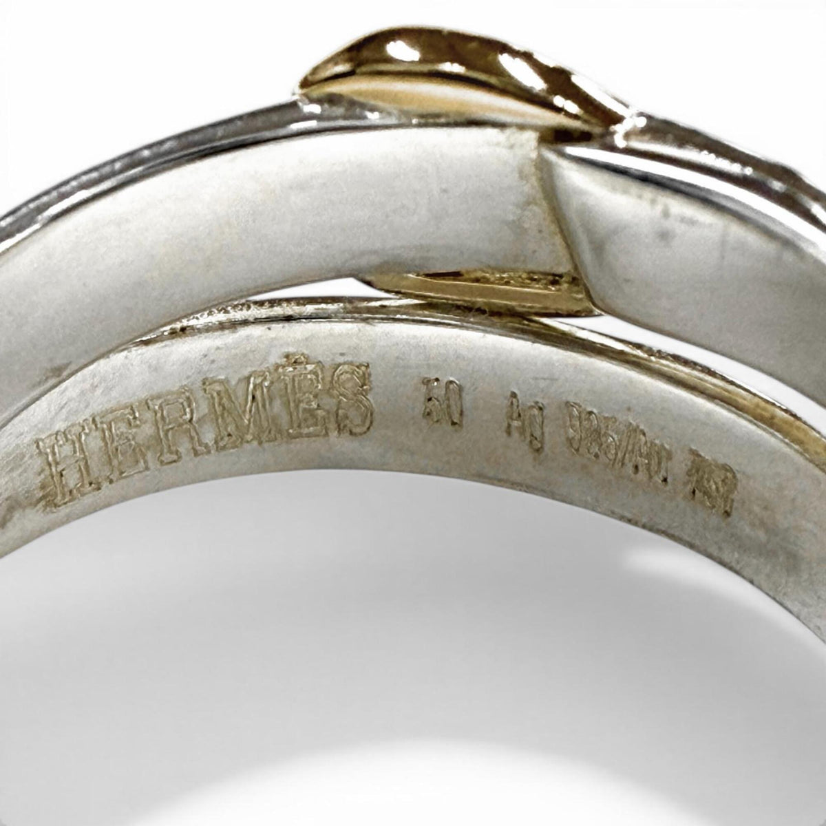 Hermes Gold Silver Silver 925 Band Ring (Pre-Owned)