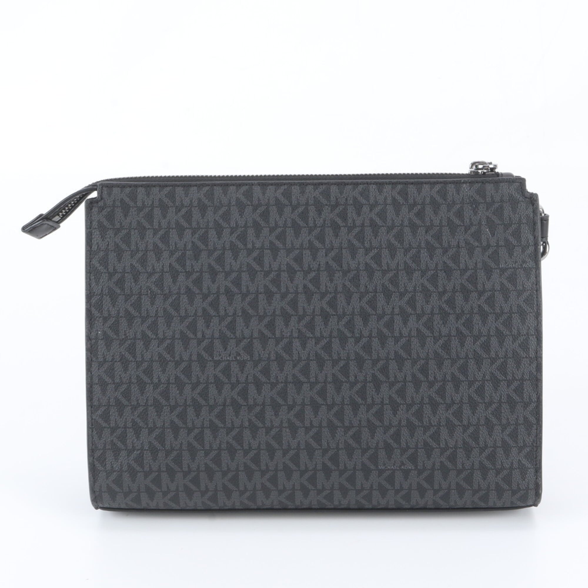 Michael Kors Black Leather Coated Canvas Clutch Bag Pouch (Pre-Owned)