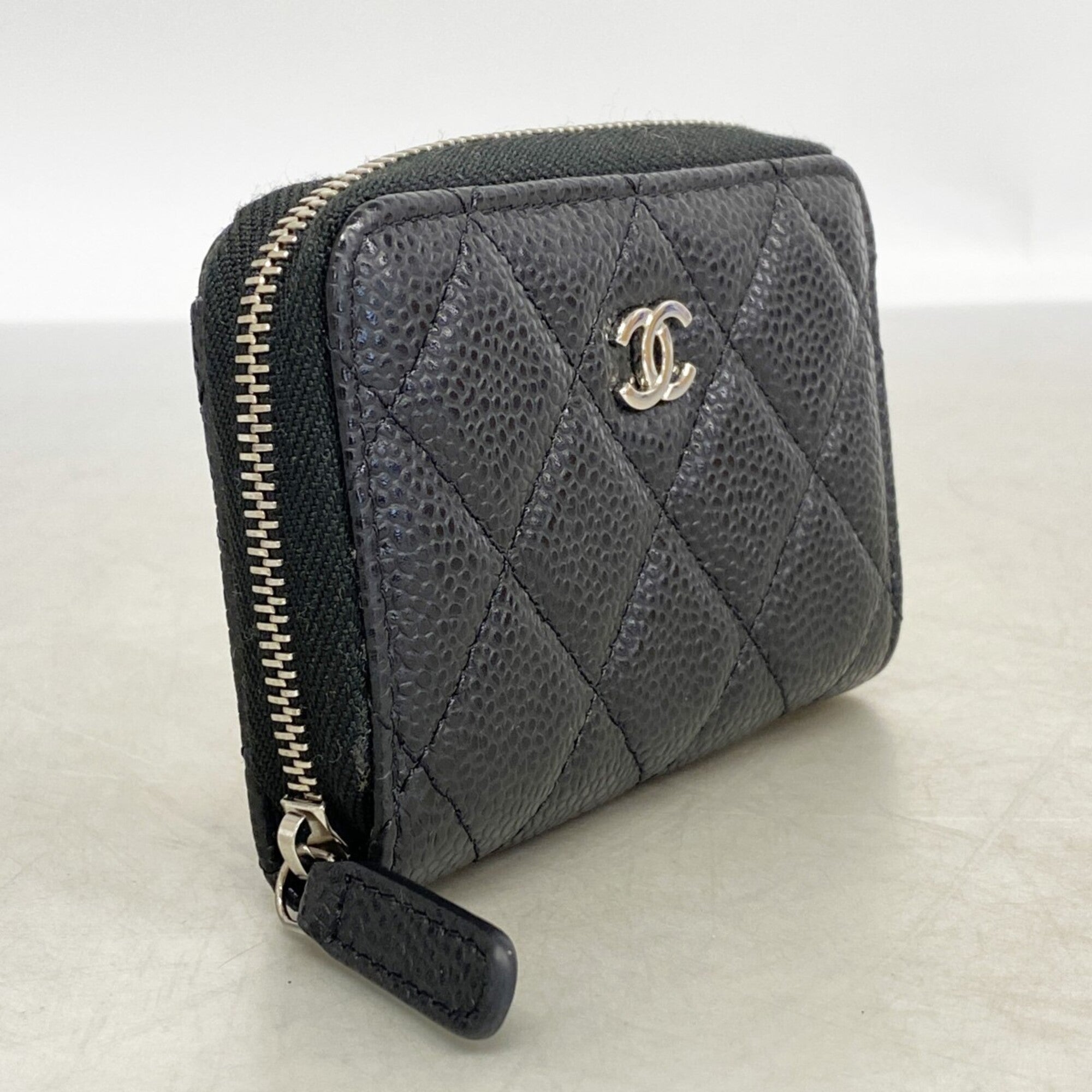 Chanel Black Grained Calfskin Coin Purse/Coin Case (Pre-Owned)