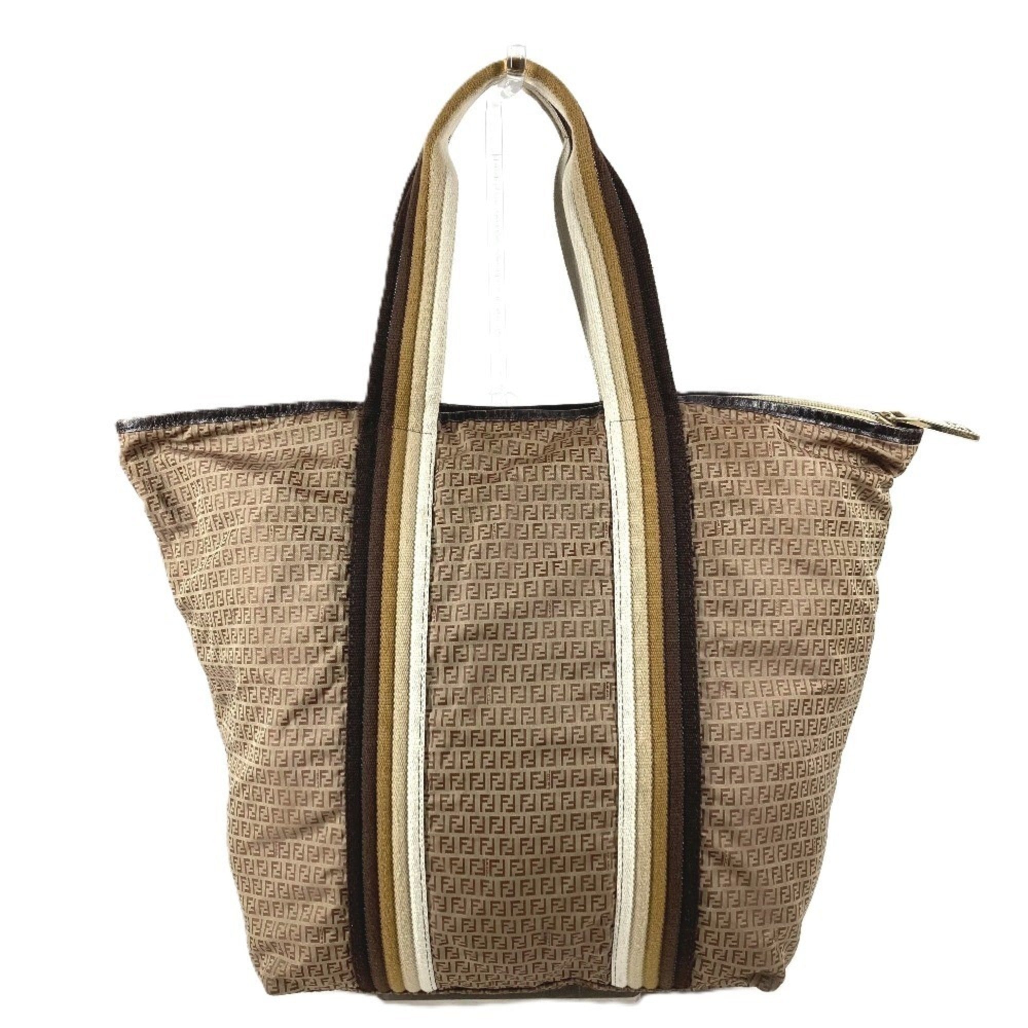 Fendi Beige Nylon Handbag Pouch Shoulder Bag Tote Bag (Pre-Owned)