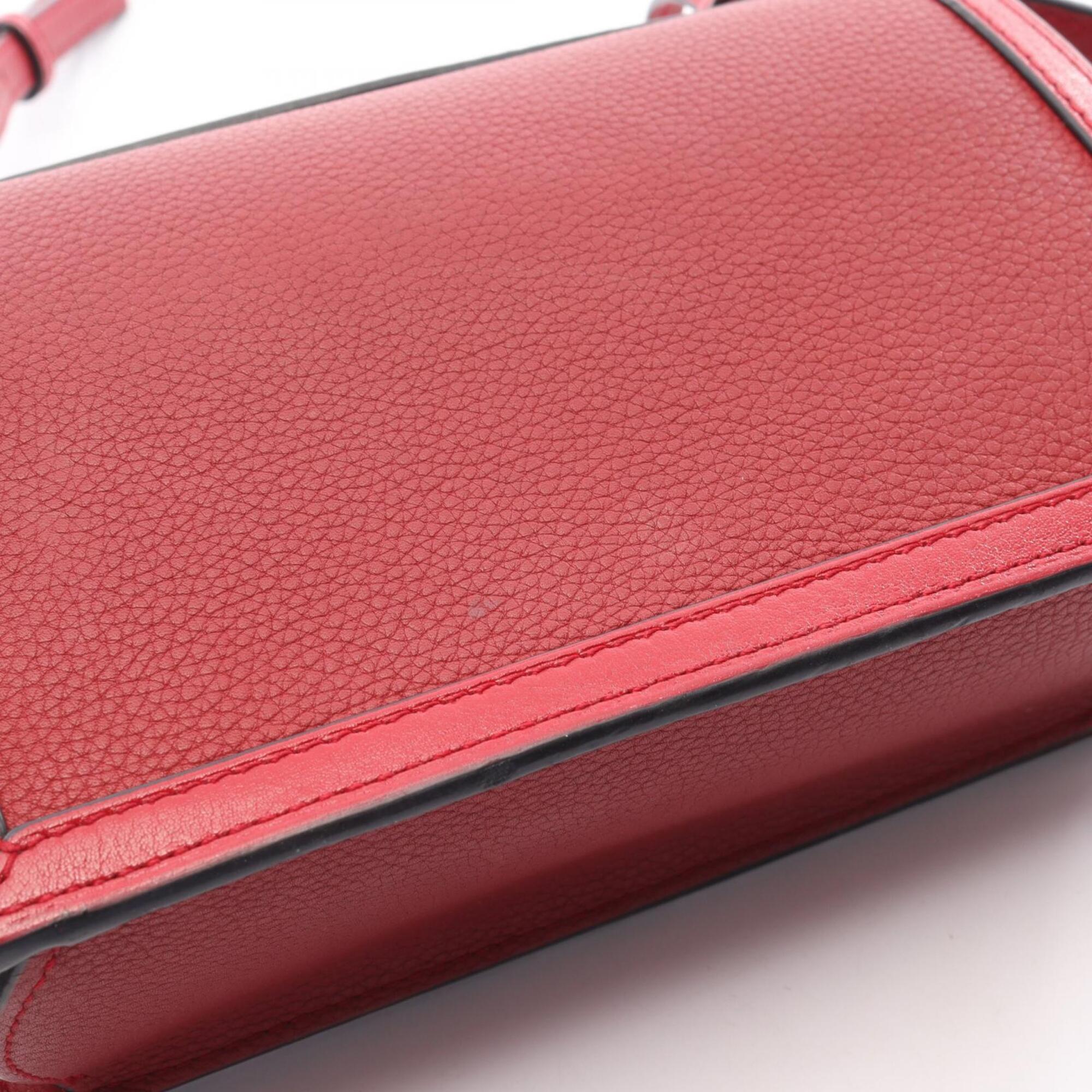 Loewe Red Color Leather Handbag Shoulder Bag (Pre-Owned)