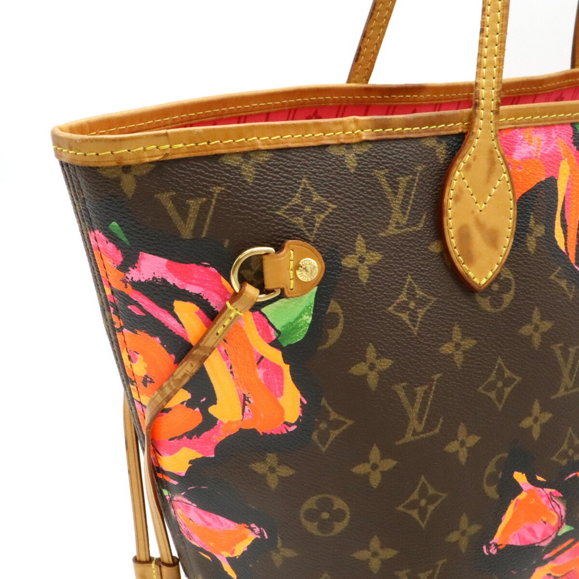 Louis Vuitton Brown Green Monogram Orange Pink Monogram Rose Shoulder Bag Tote Bag (Pre-Owned)