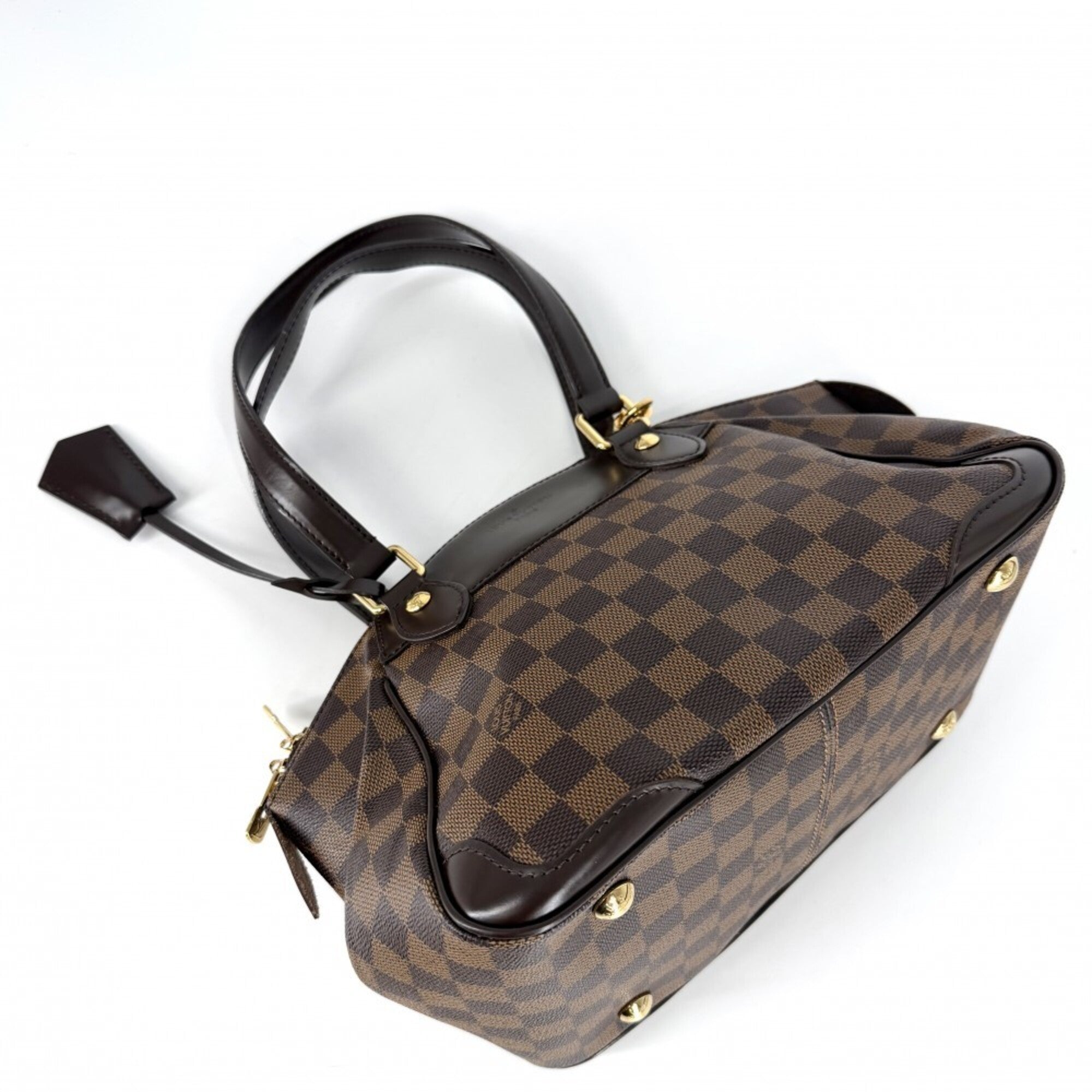 Louis Vuitton Brown White Damier Canvas Handbag (Pre-Owned)