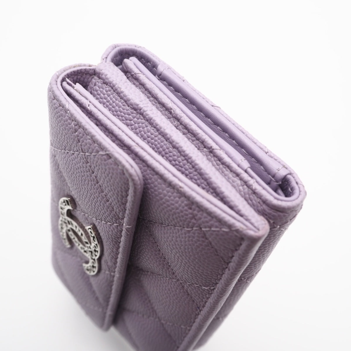 Christian Dior Purple White Leather Wallet (Tri-Fold) (Pre-Owned)