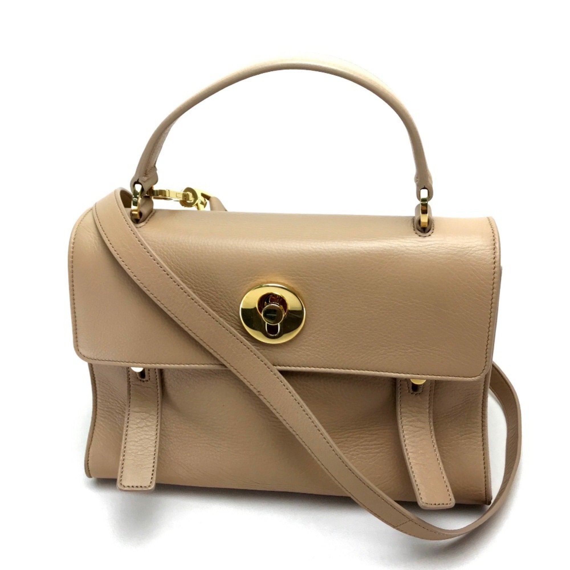 Saint Laurent Beige Leather Handbag Shoulder Bag (Pre-Owned)