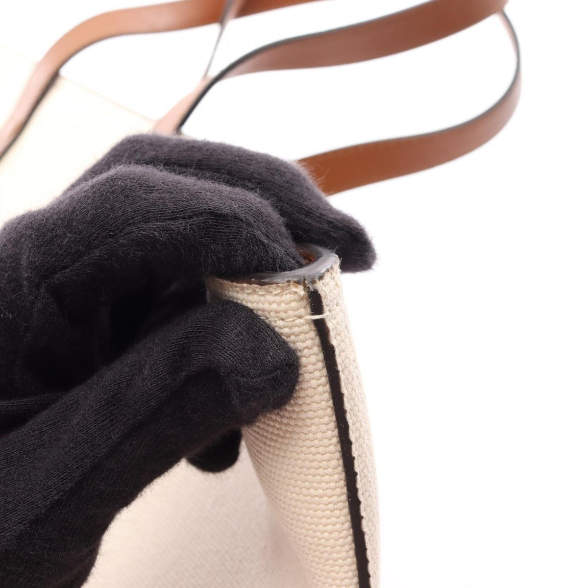 Jimmy Choo Brown Ivory Canvas Leather Handbag Tote Bag (Pre-Owned)