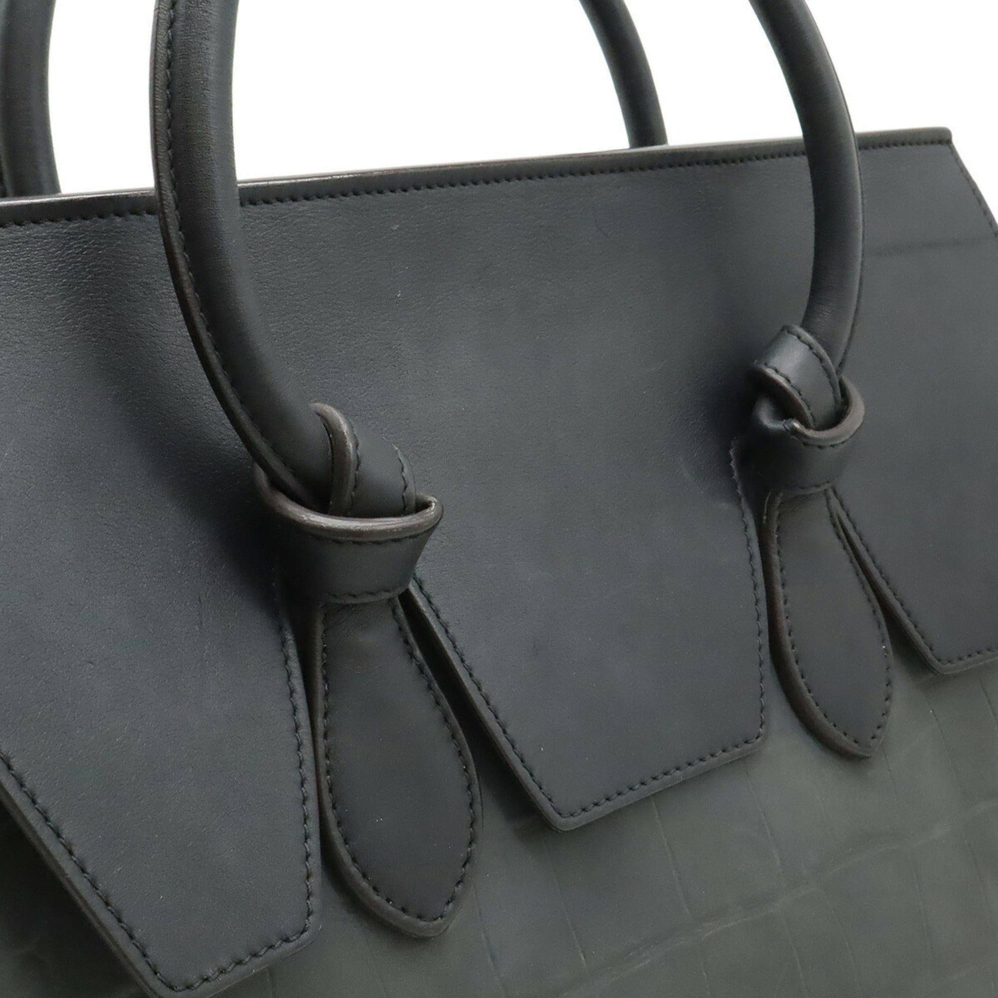 Celine Black Navy Leather Handbag Tote Bag (Pre-Owned)