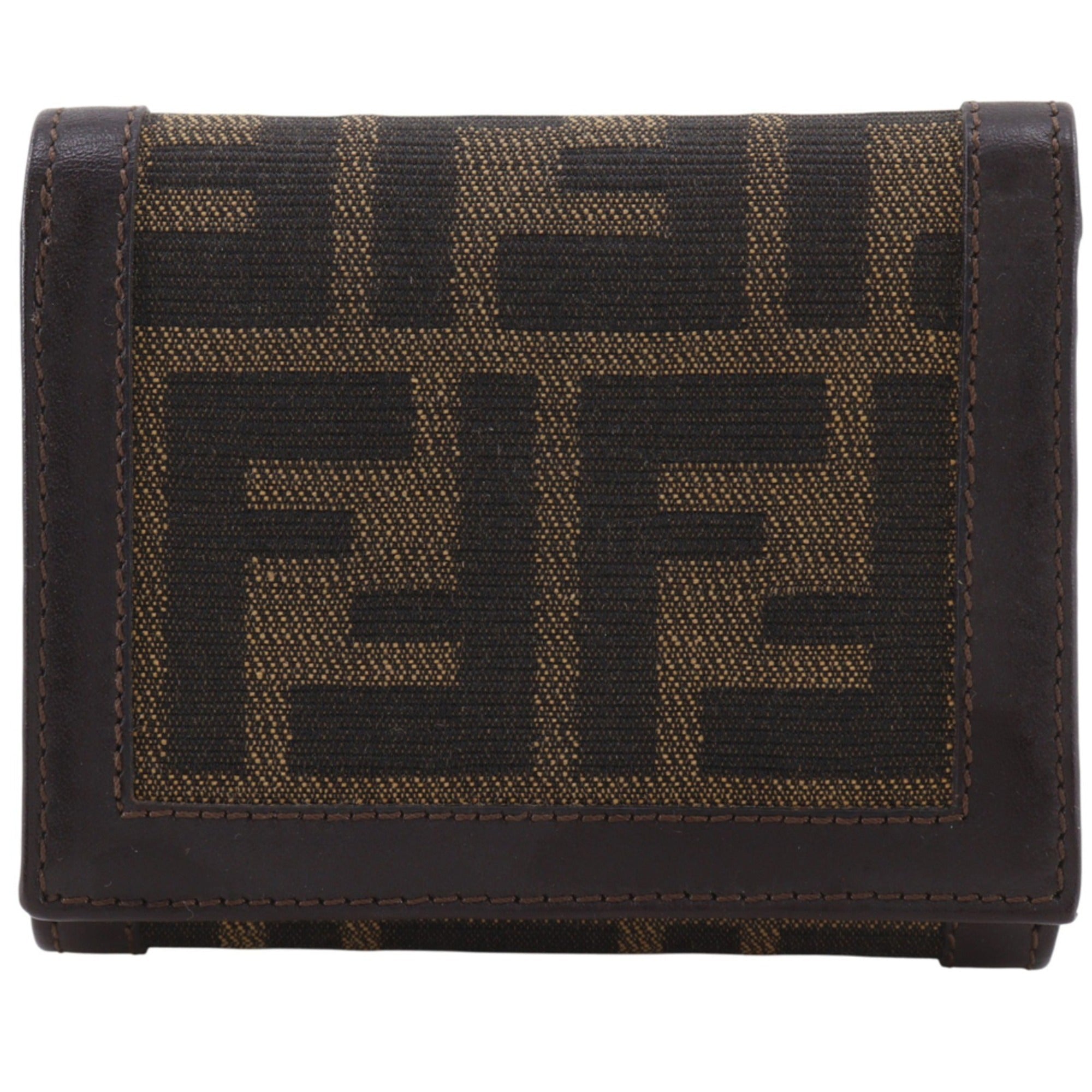 Fendi Zucca Brown Nylon Canvas Wallet (Tri-Fold) (Pre-Owned)