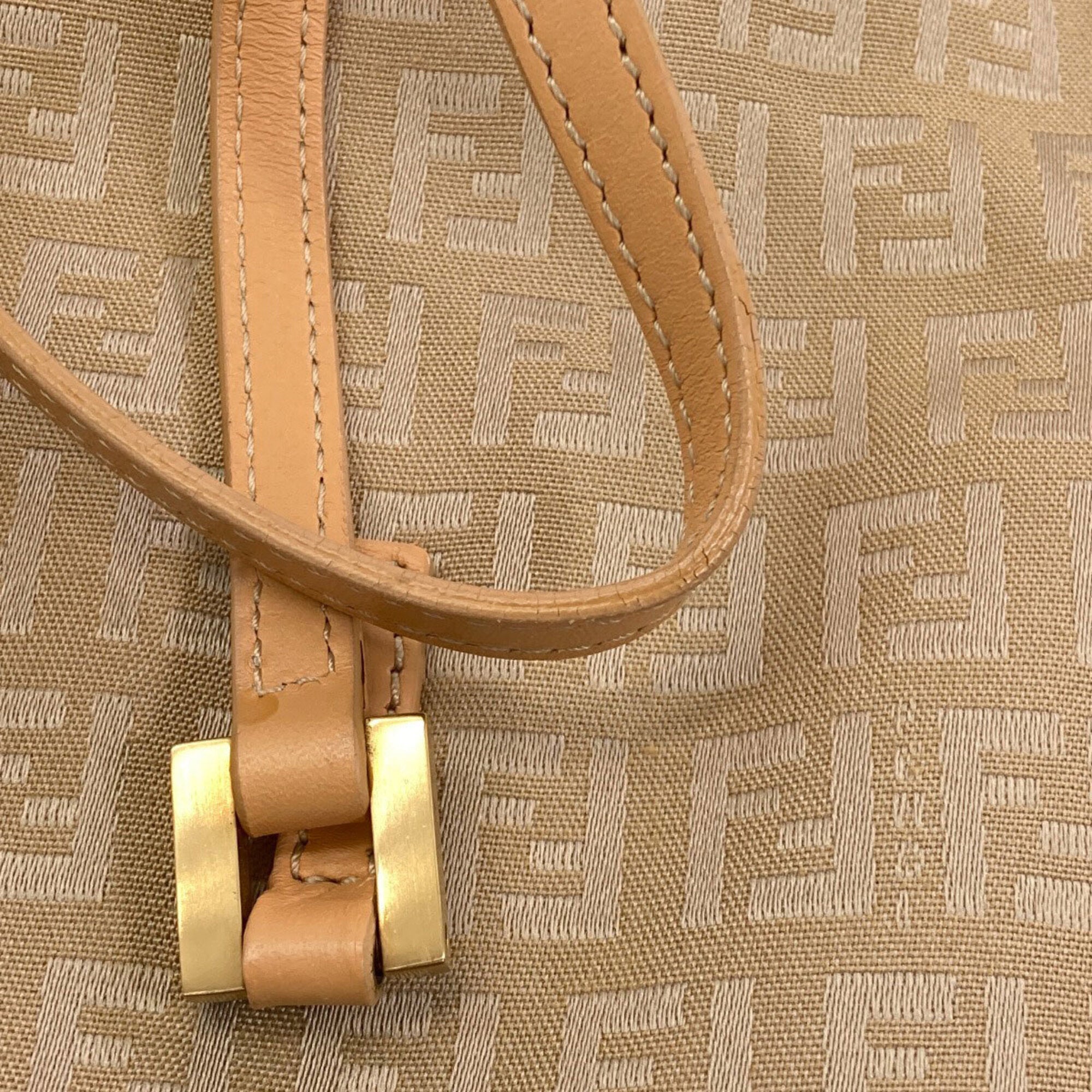 Fendi Zucca Beige Canvas Tote Bag (Pre-Owned)