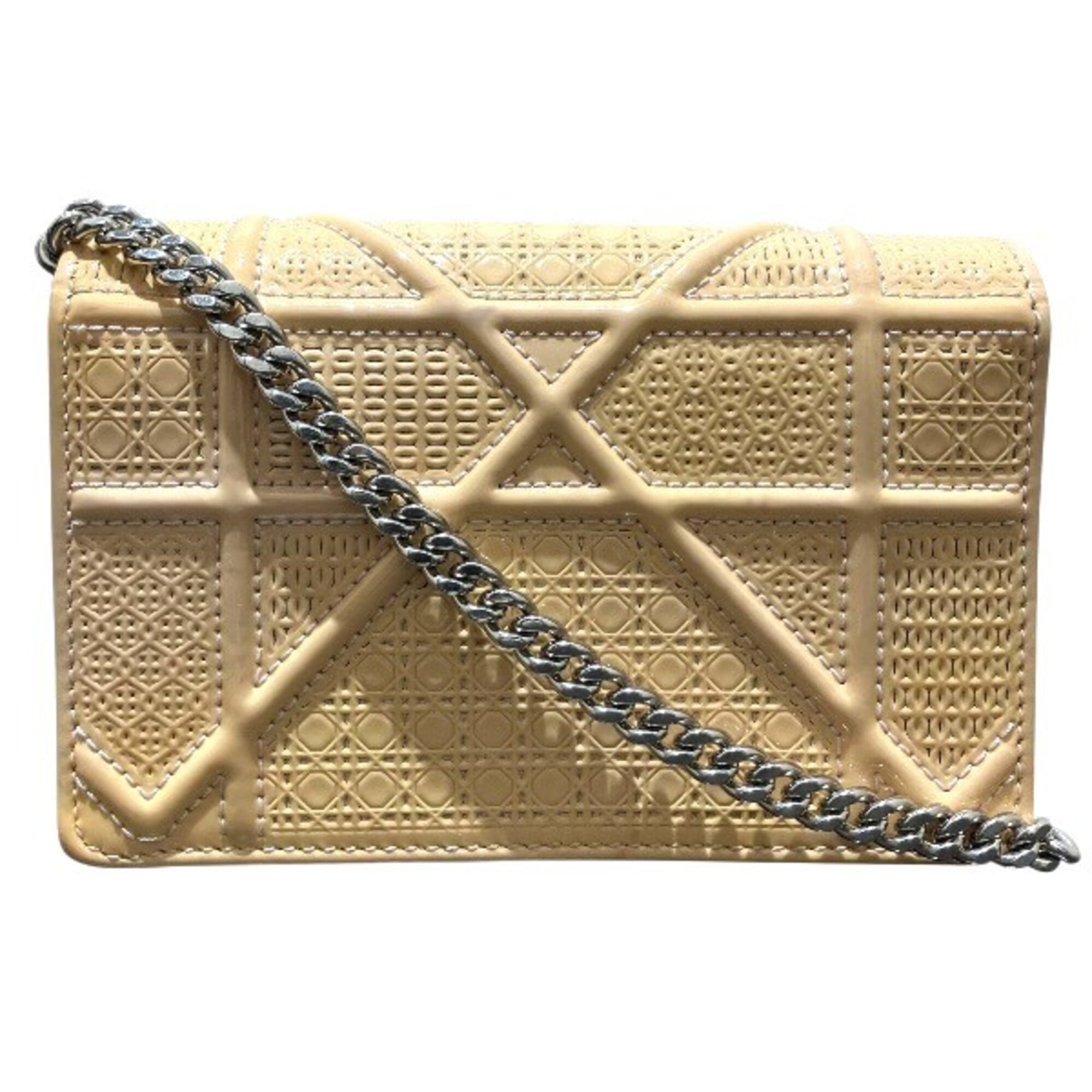 Christian Dior Beige Patent Leather Handbag Shoulder Bag (Pre-Owned)