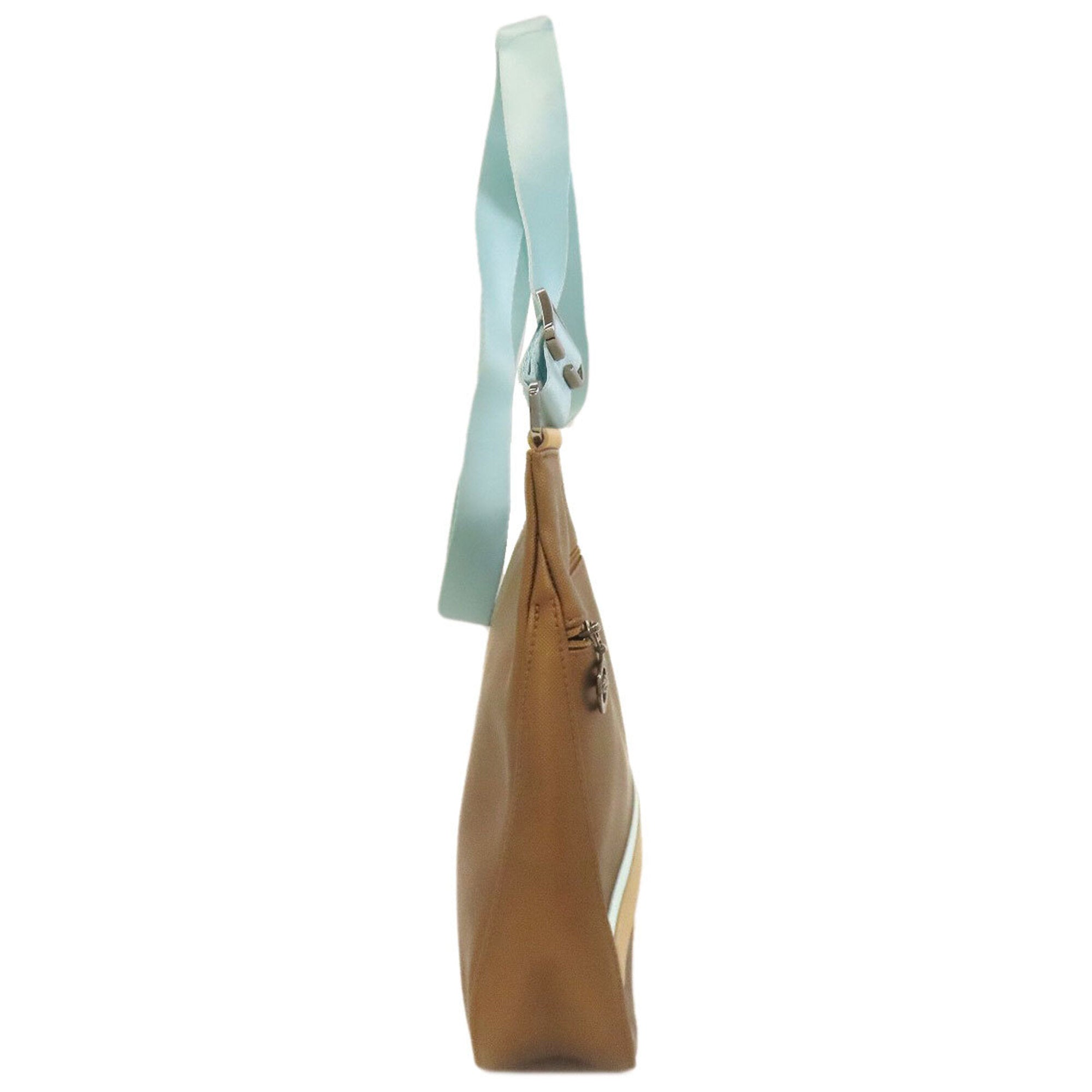 Longchamp Brown Light Blue Leather Shoulder Bag (Pre-Owned)