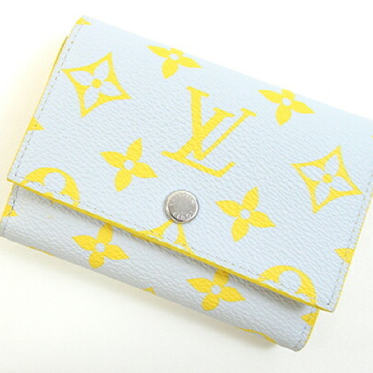 Louis Vuitton Light Gray Yellow Monogram Canvas Wallet (Tri-Fold) (Pre-Owned)