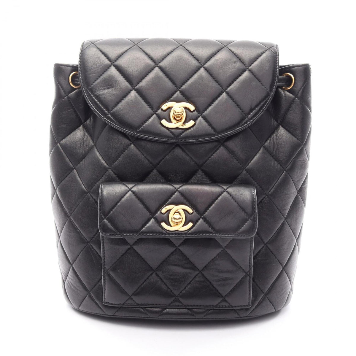 Chanel Black Leather Backpack Handbag (Pre-Owned)
