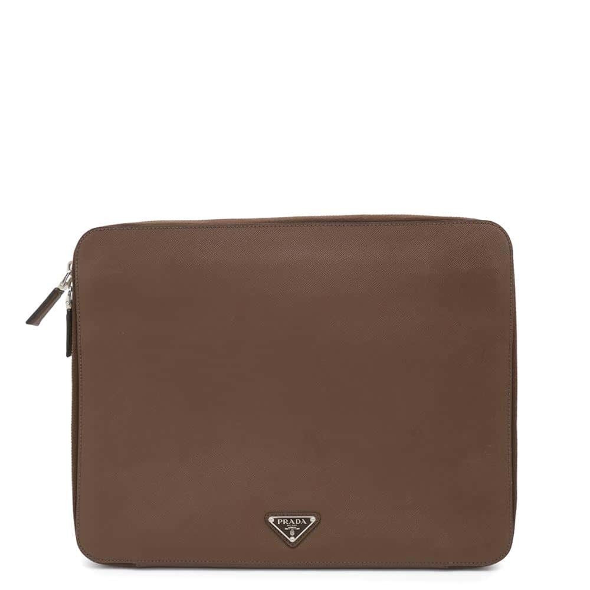 Prada Brown Leather Clutch Bag (Pre-Owned)