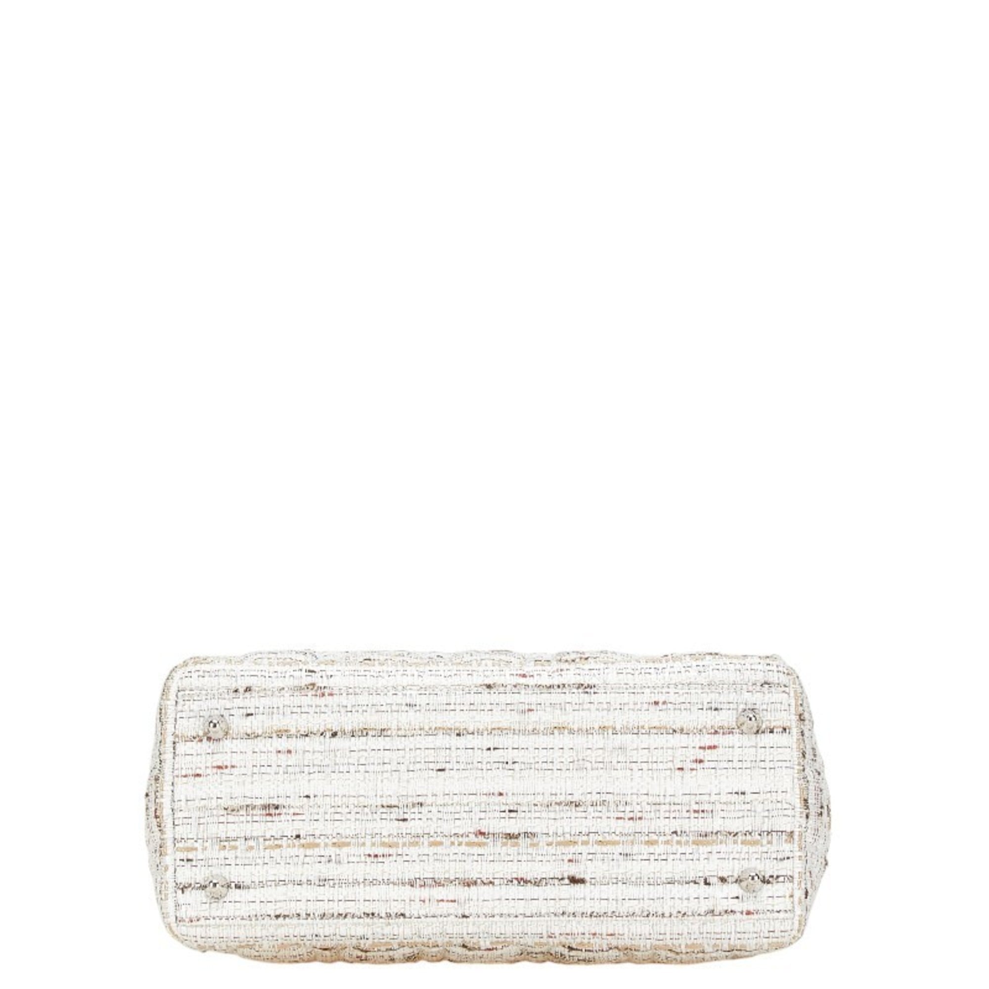 Christian Dior Multi-Color White Canvas Leather Handbag (Pre-Owned)